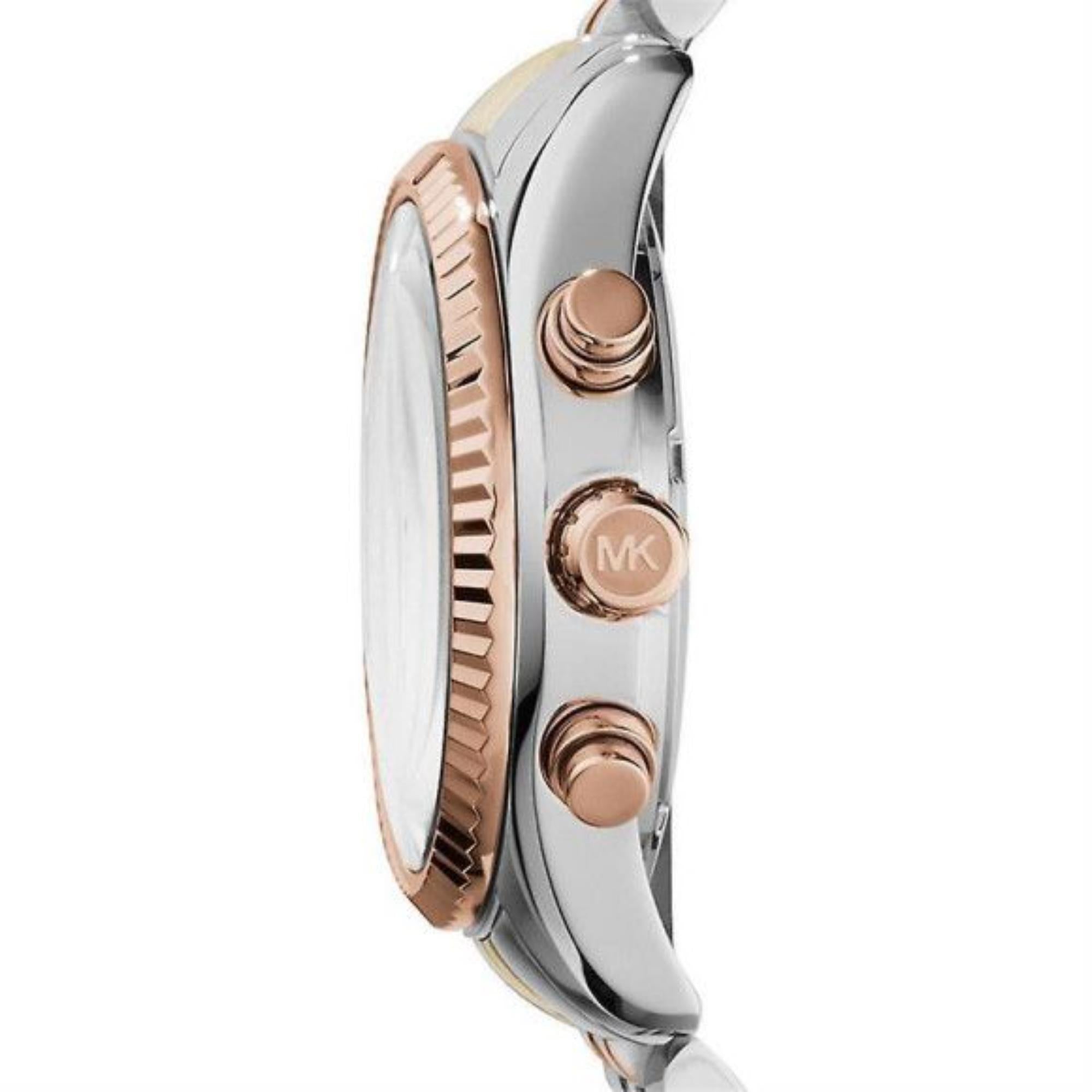 Michael Kors Tri-Tone Lexington Silver Dial Stainless Streel Strap Ladies Watch MK5735