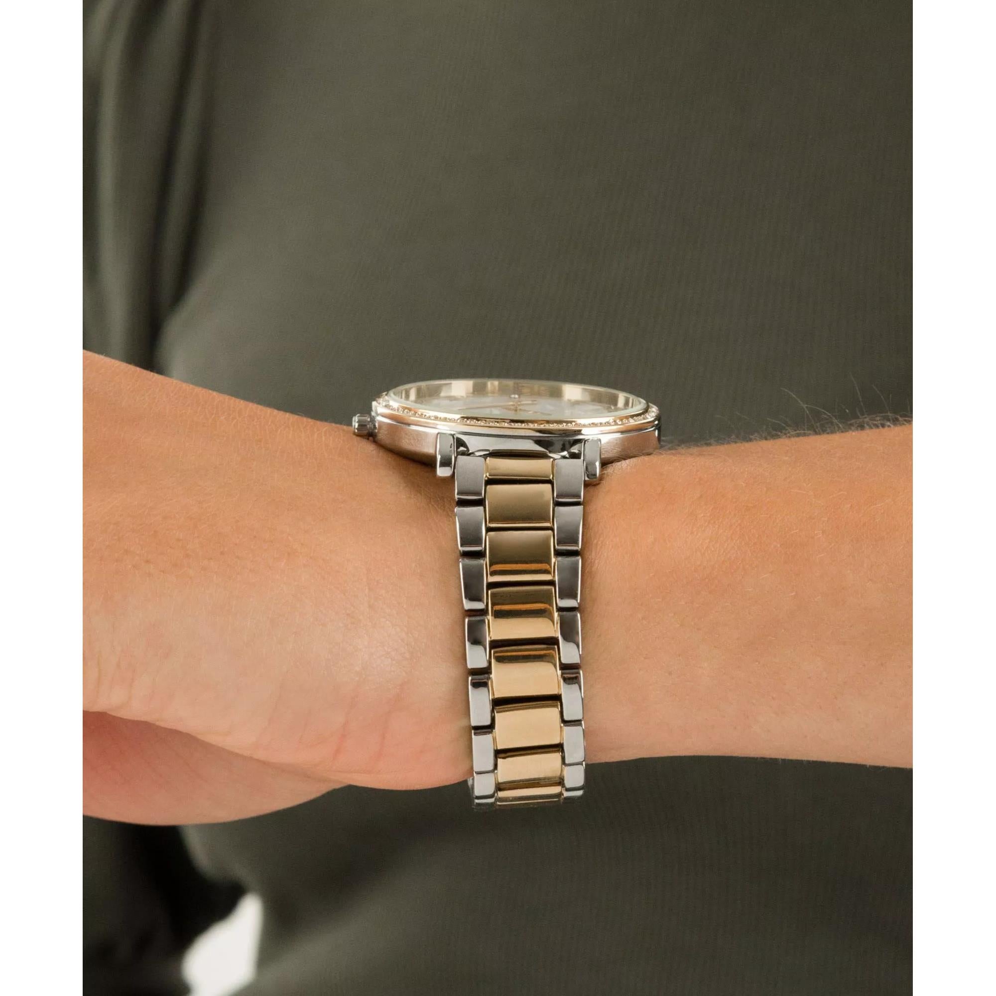 Michael Kors Pyper Two-Tone Alloy White Dial Stainless Steel Strap Ladies Watch MK4595