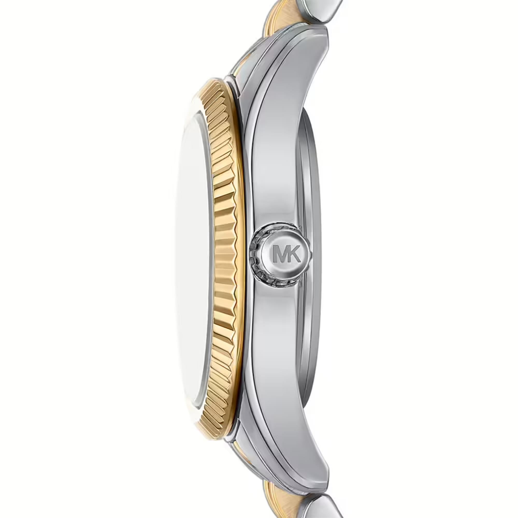 Michael Kors Lexington Two-Tone White Dial Stainless Steel Strap Ladies Watch and Bracelets Gift Set MK4815SET
