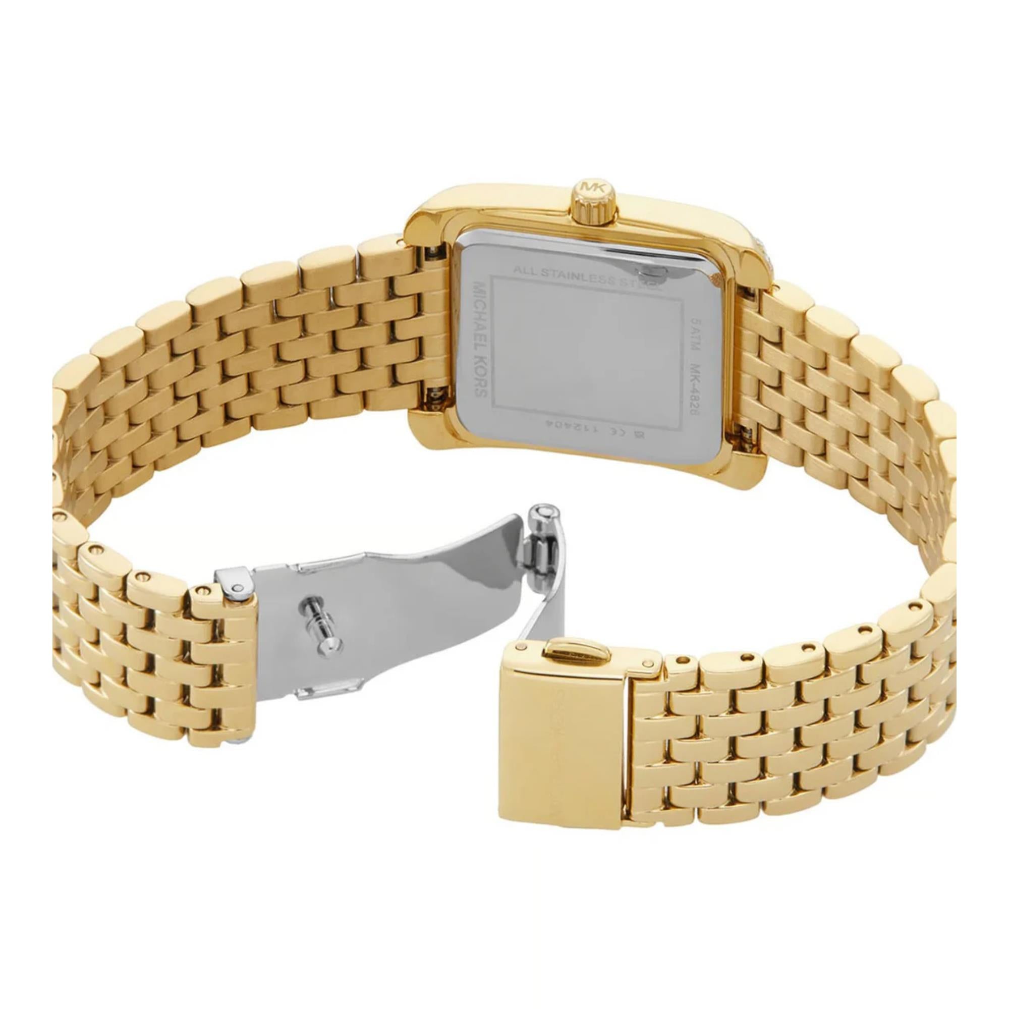 Michael Kors Emery White Dial Gold-Tone Stainless Steel Strap Ladies Watch MK4826