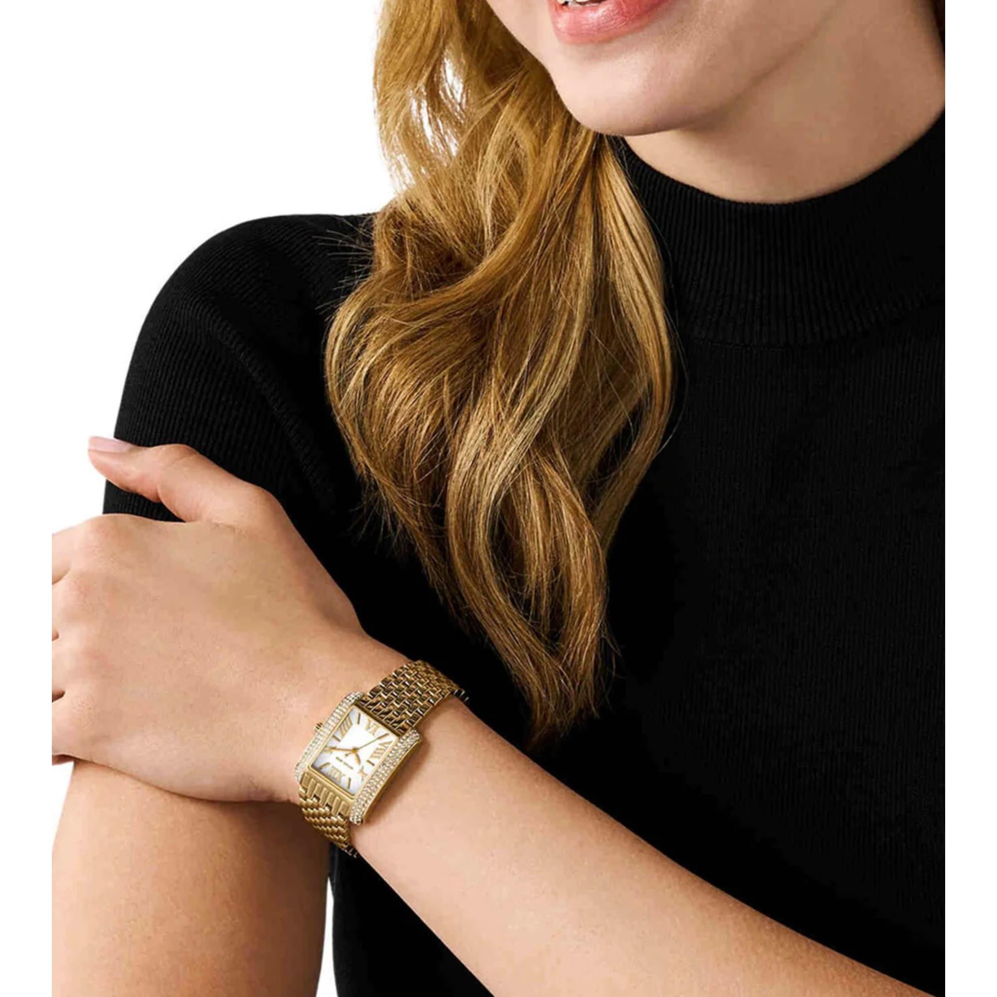 Michael Kors Emery White Dial Gold-Tone Stainless Steel Strap Ladies Watch MK4826