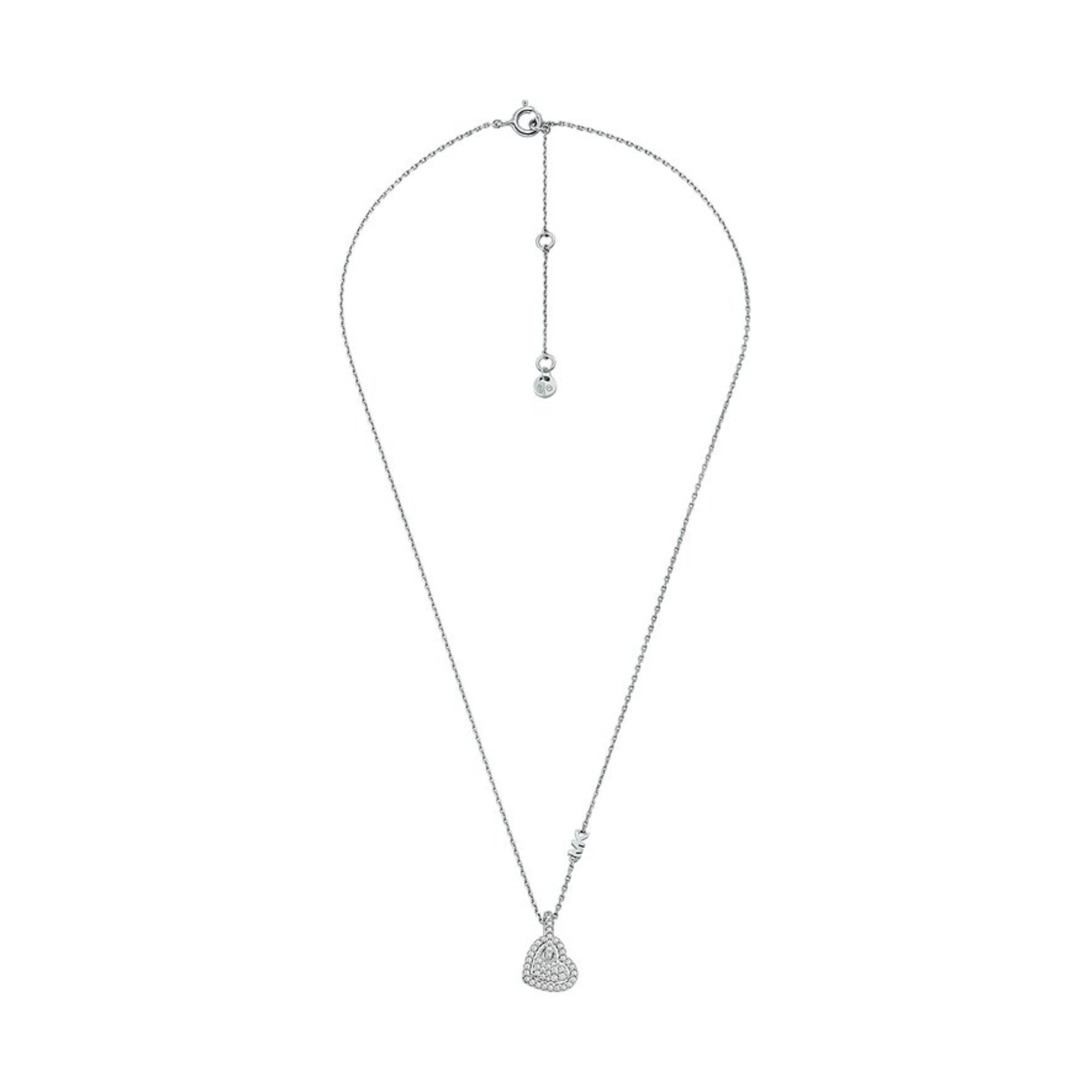 Michael Kors Sterling Silver Pavé Heart Pendant Ladies Necklace MKC1747CZ040