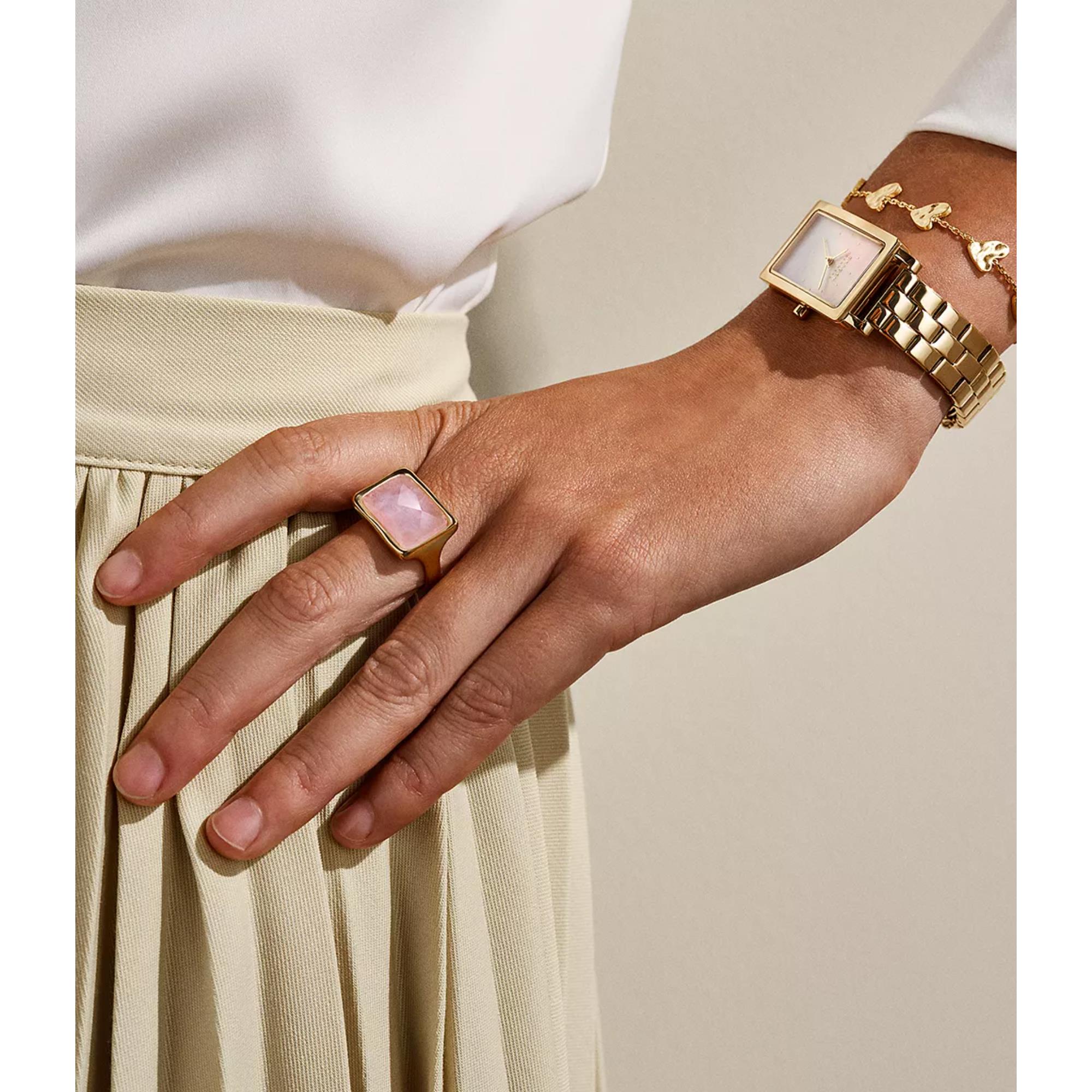 Skagen Anja Rose Quartz Gold-Tone Stainless Steel Cocktail Ladies Ring SKJ1863710-6.5