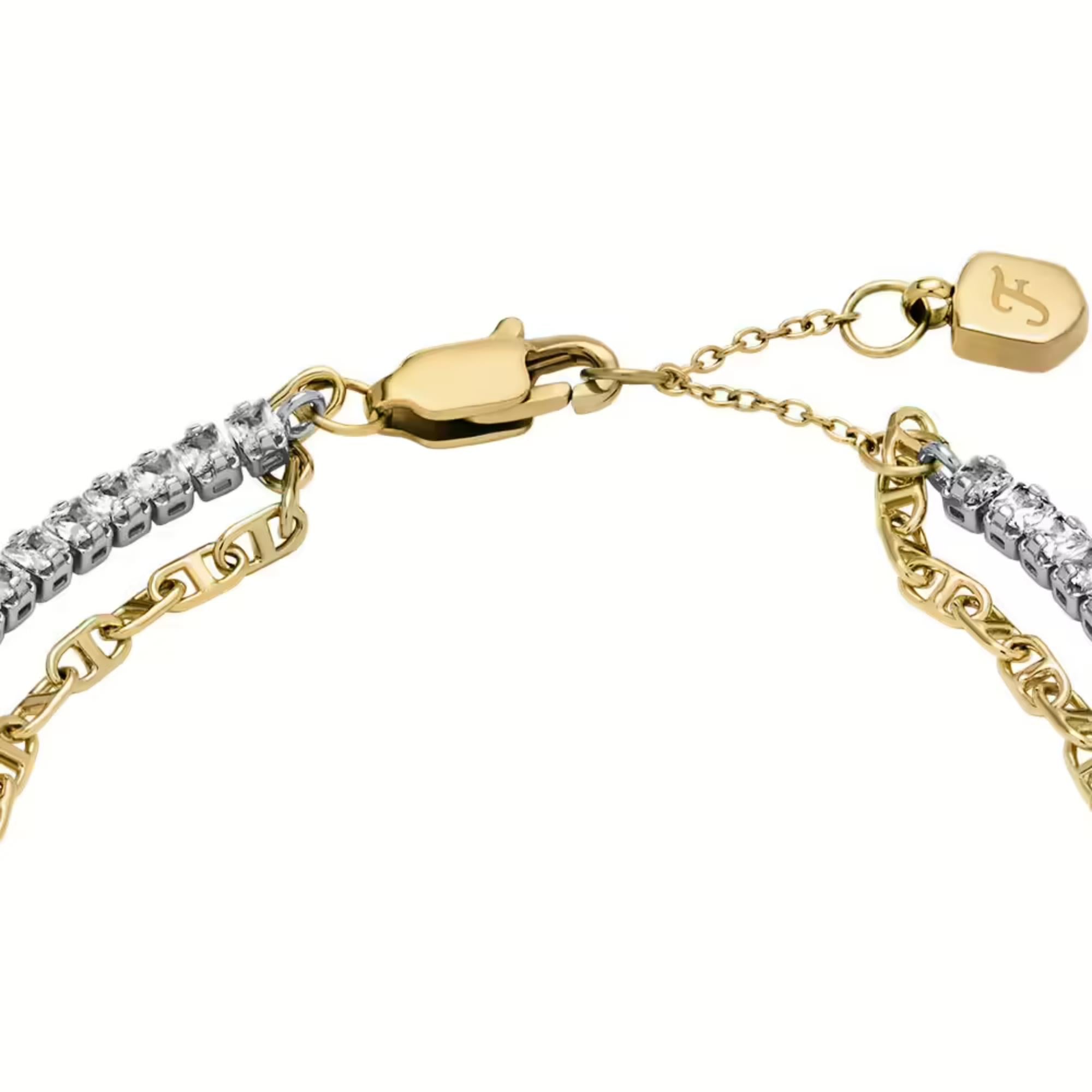 Fossil Heritage D-Link Glitz Stainless Steel Tennis Ladies Bracelet JA7281998