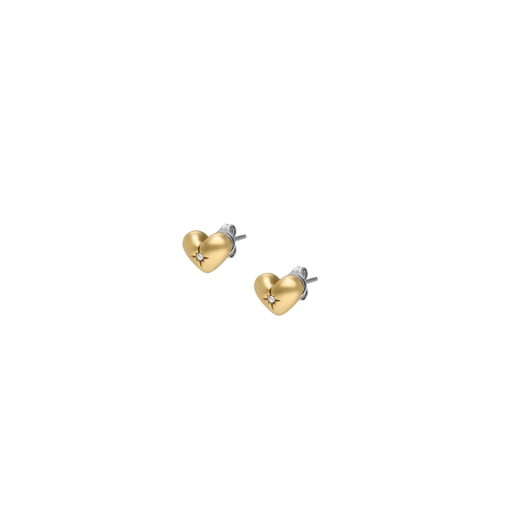 Fossil Sadie All My Love Gold-Tone Stainless Steel Heart Stud Ladies Earrings JF04832710
