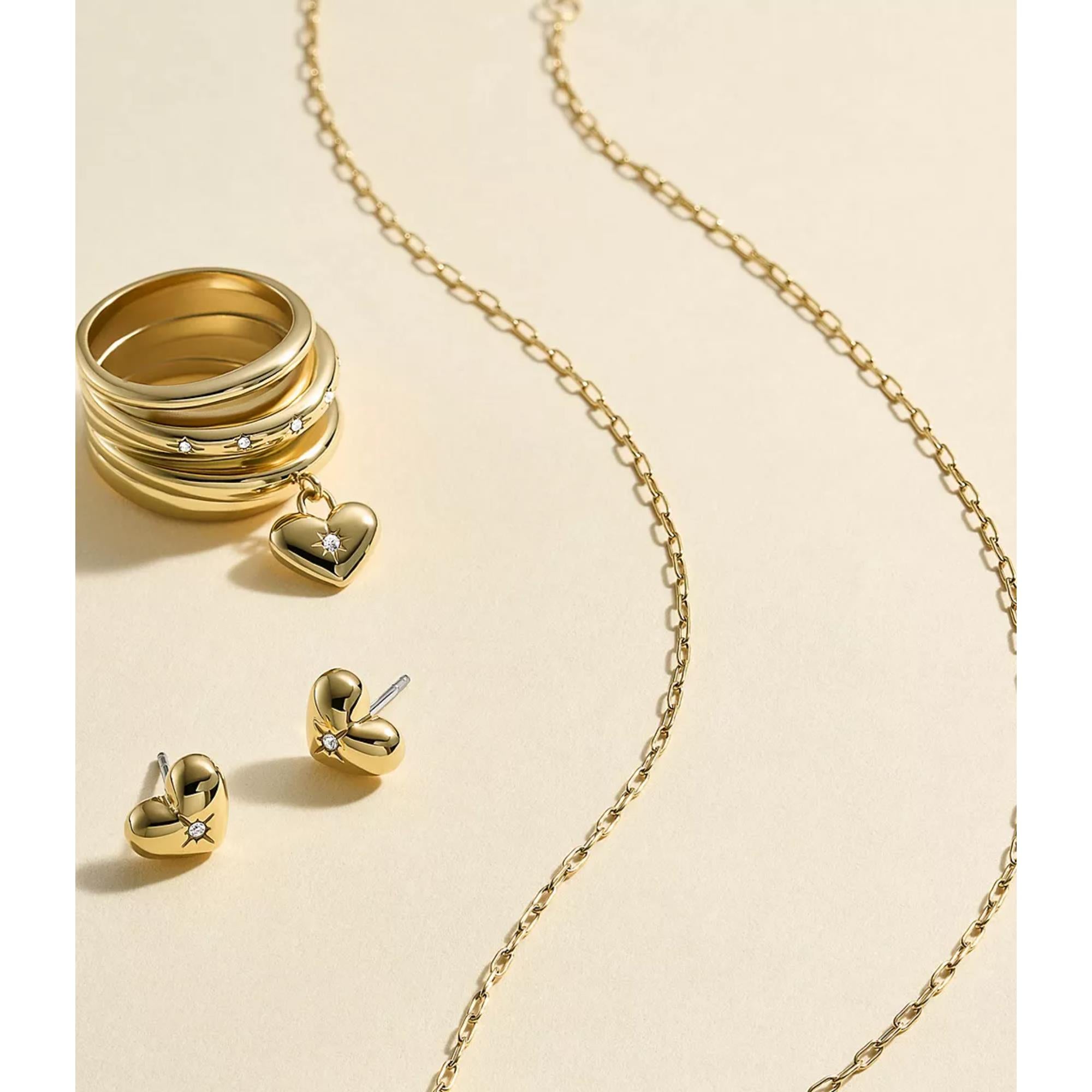 Fossil Sadie All My Love Gold-Tone Stainless Steel Heart Stud Ladies Earrings JF04832710