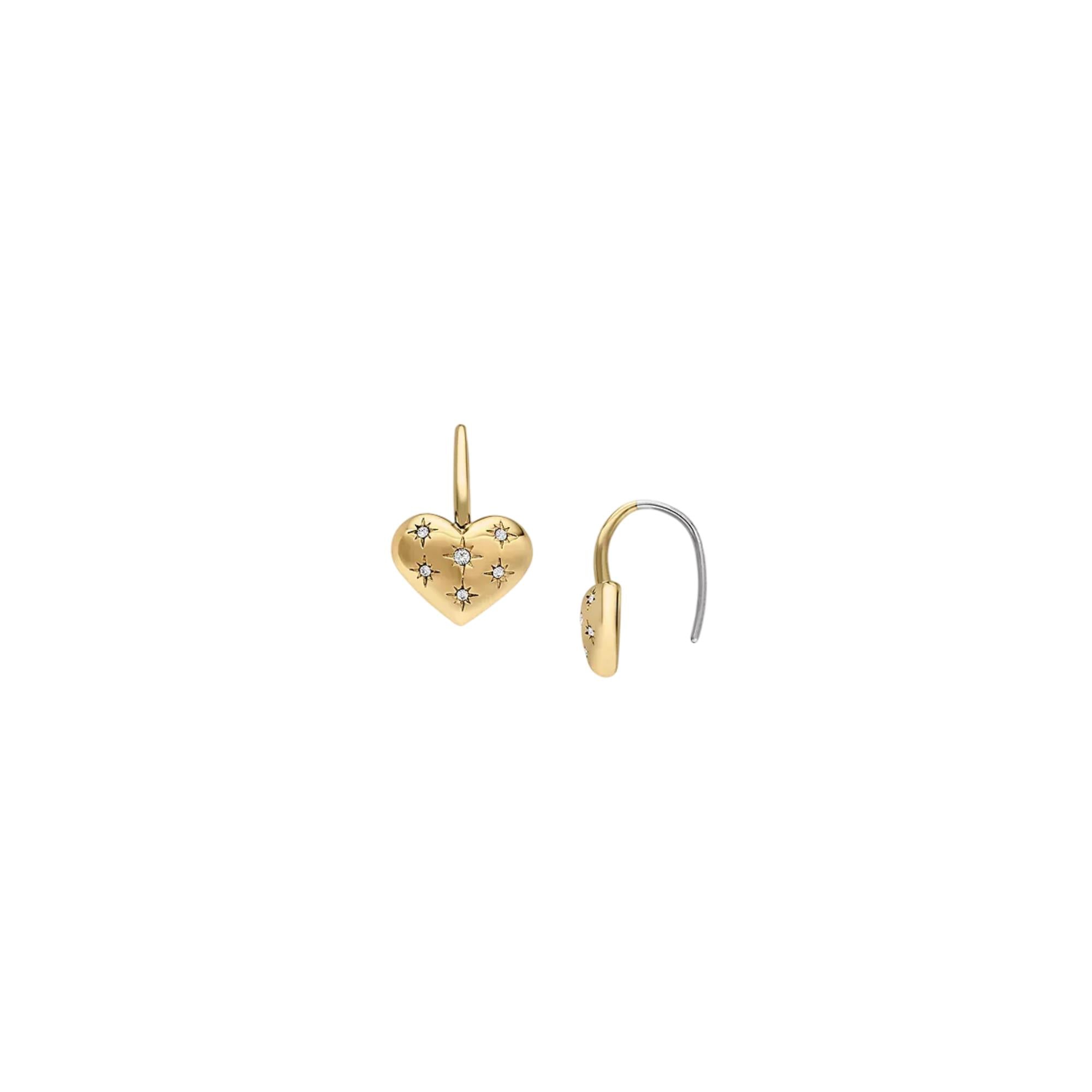 Fossil Sadie All My Love Gold-Tone Stainless Steel Heart Drop Ladies Earrings JF04833710