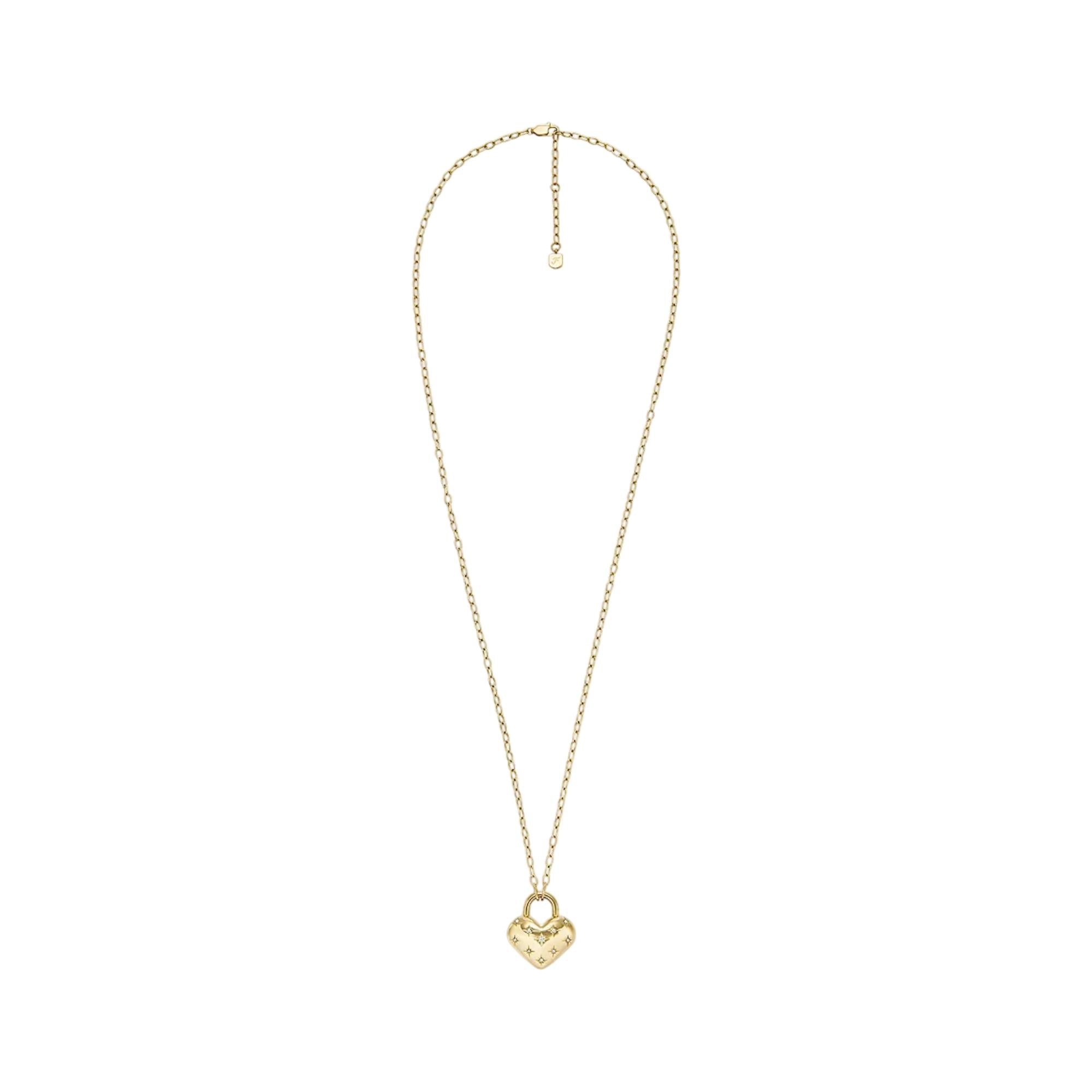 Fossil Sadie All My Love Gold-Tone Stainless Steel Heart Pendant Ladies Necklace JF04829710