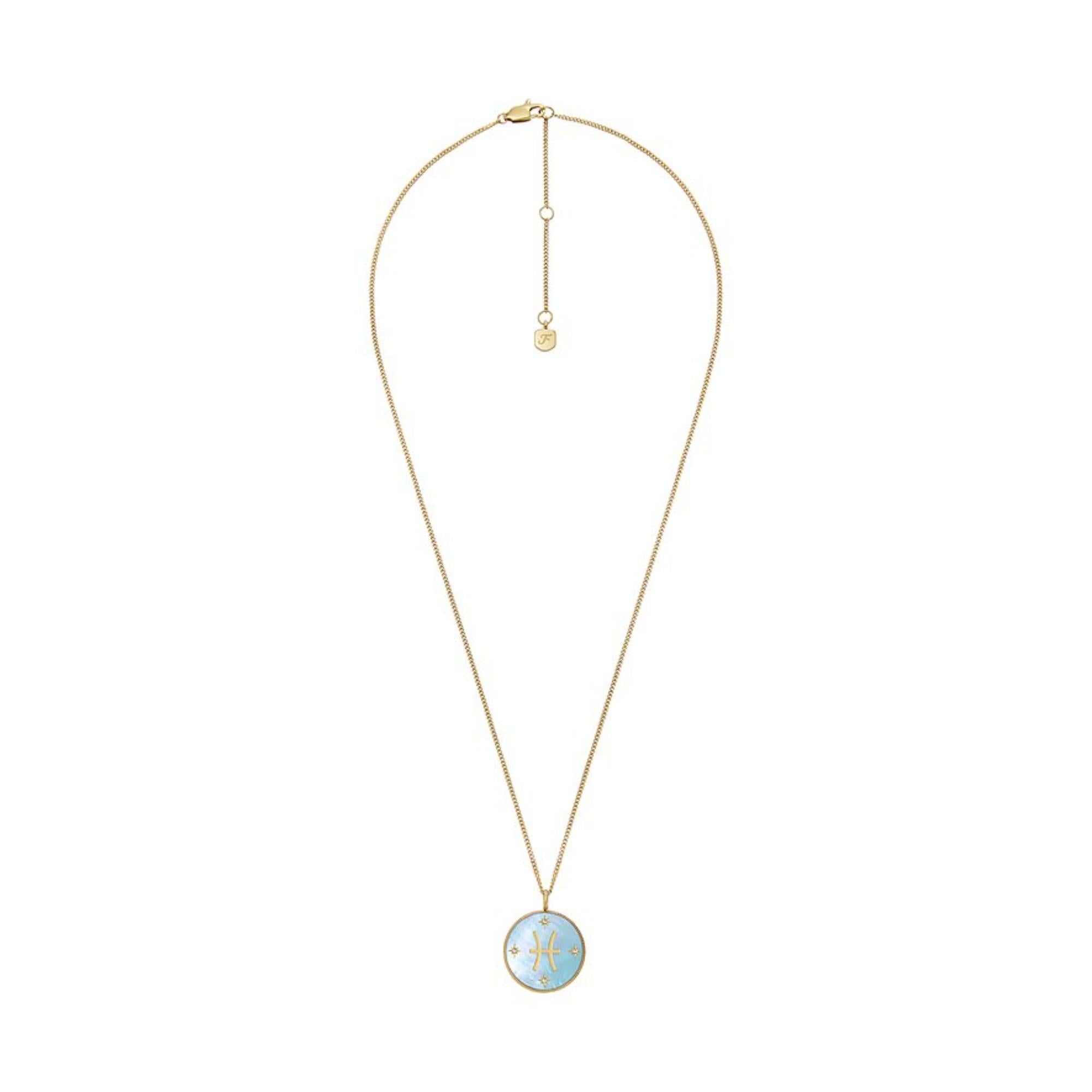 Fossil Written in the Stars Gold-Tone Stainless Steel Green Mother-of-Pearl Pisces Pendant Ladies Necklace JF04848710