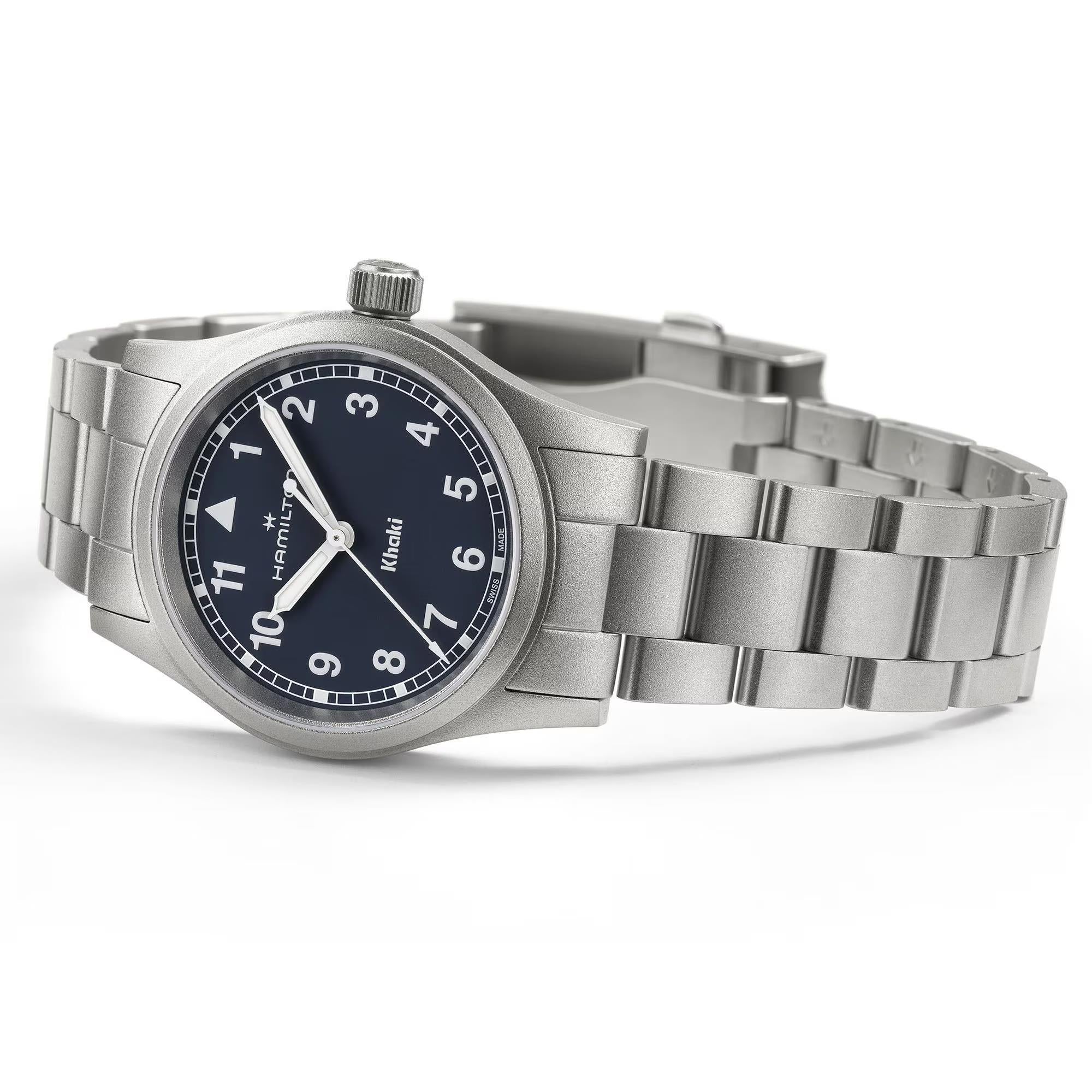 Hamilton Khaki Field Quartz Blue Dial Steel Strap Unisex Watch H69301140