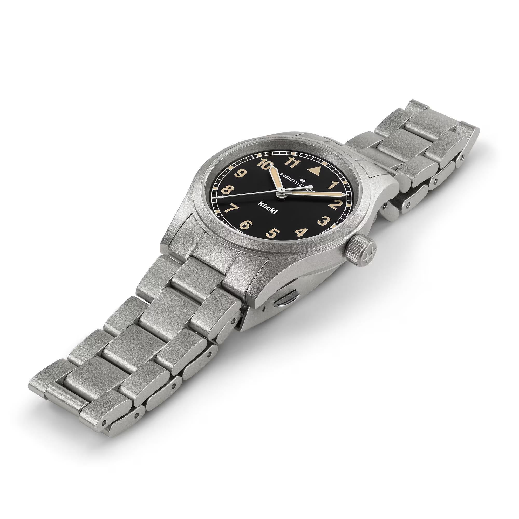Hamilton Khaki Field Quartz Black Dial Steel Strap Unisex Watch H69301131
