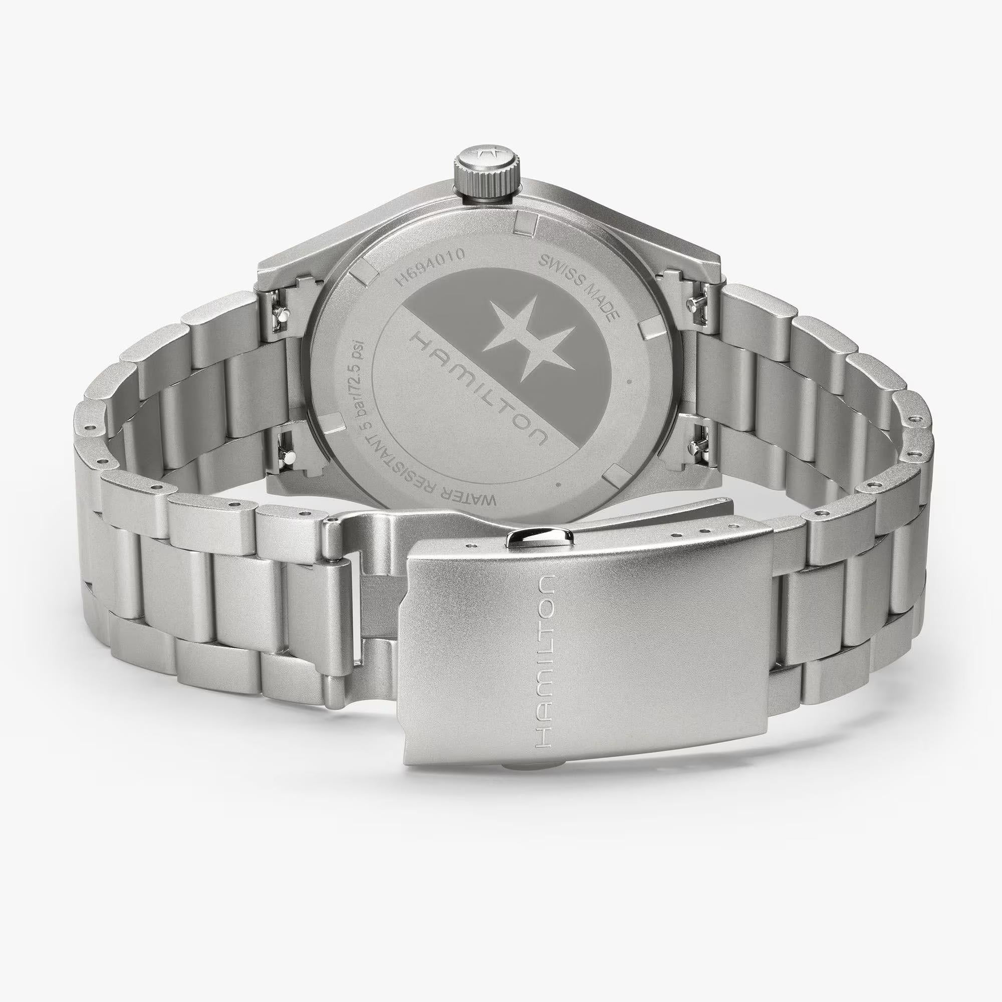 Hamilton Khaki Field H69401131 stainless steel bracelet and folding clasp detail