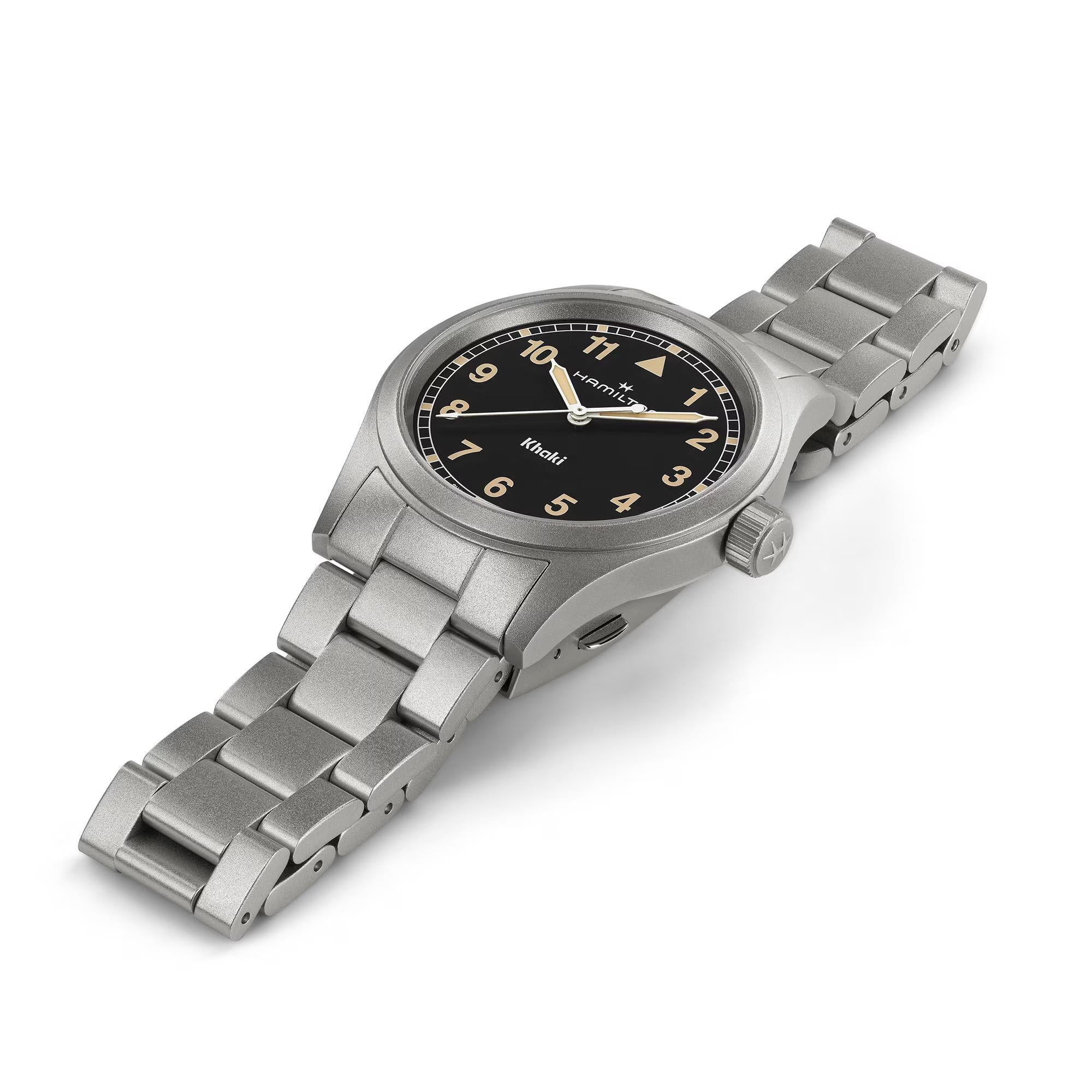 Hamilton Khaki Field Quartz Black Dial Stainless Steel Strap Men's Watch H69401131