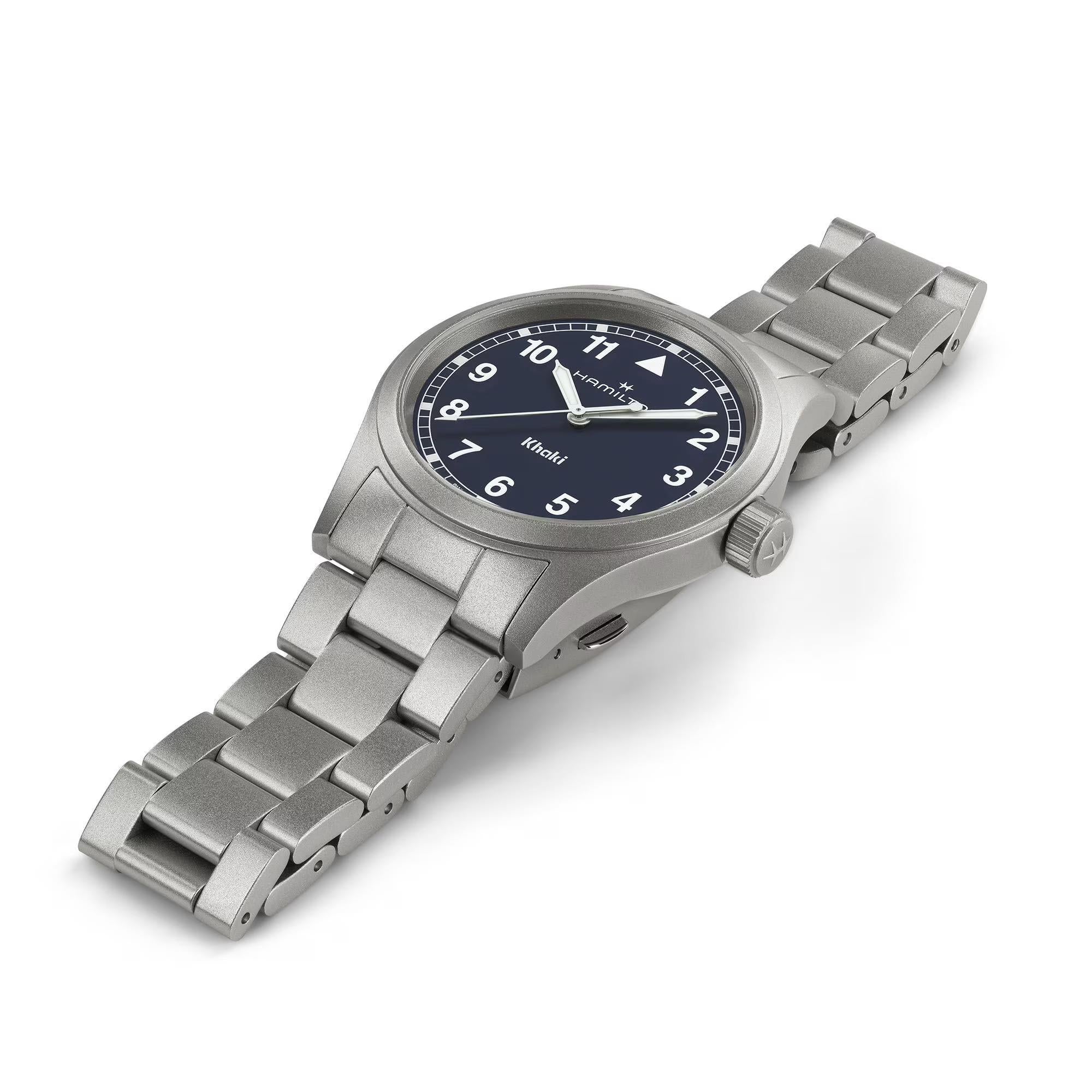 Hamilton Khaki Field Quartz Blue Dial Stainless Steel Strap Men's Watch H69401140