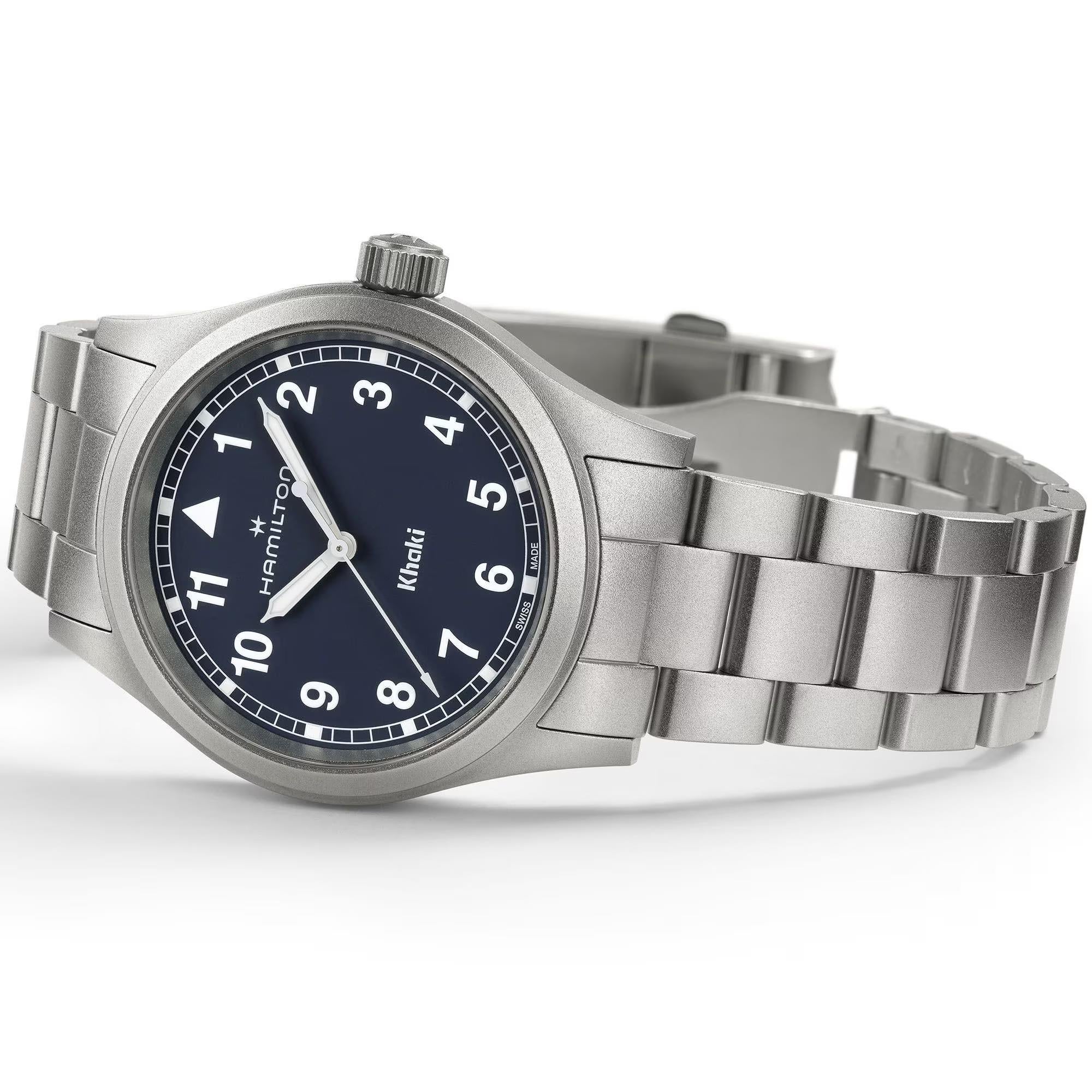 Hamilton Khaki Field Quartz Blue Dial Stainless Steel Strap Men's Watch H69401140