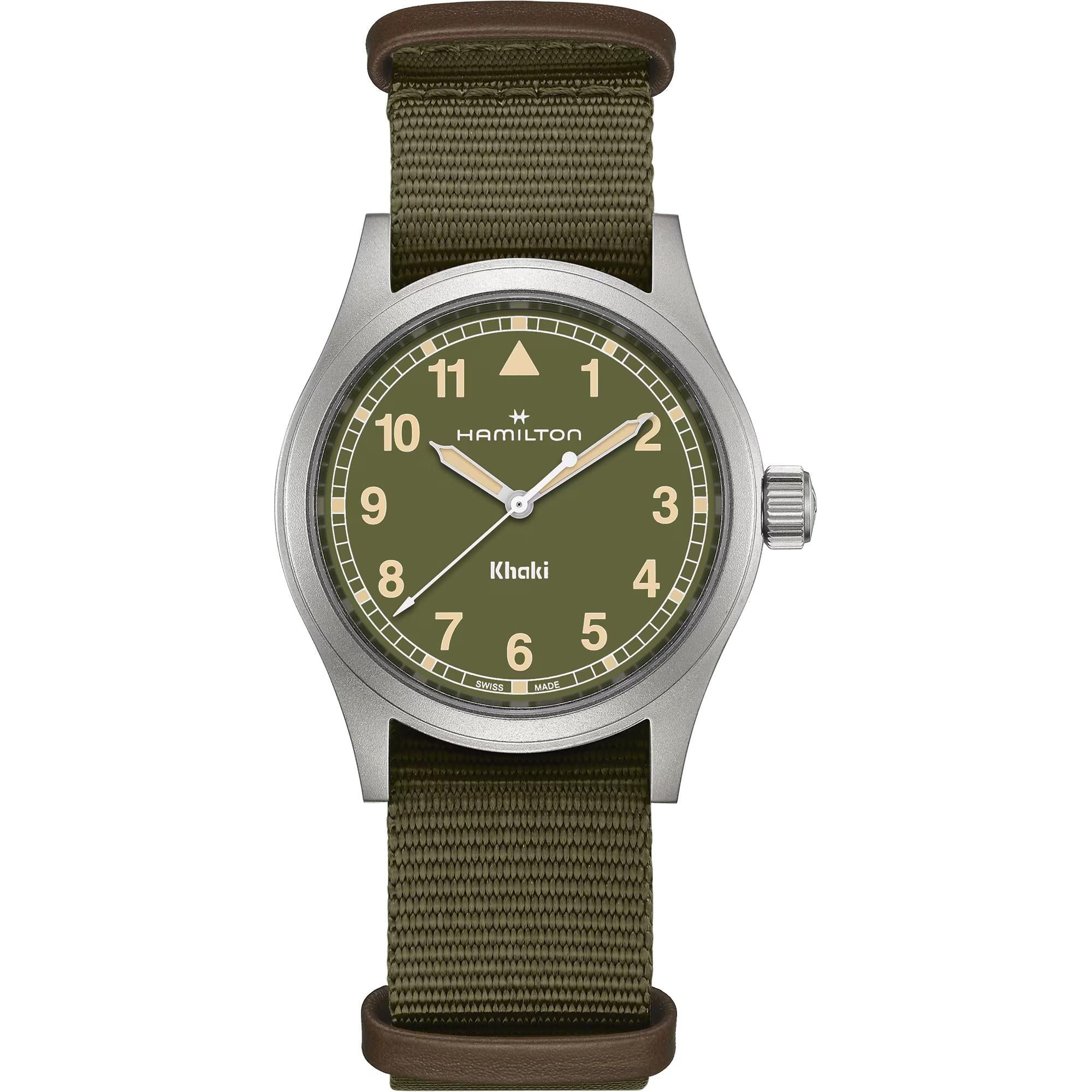 Hamilton Khaki Field Quartz Green Dial Textile Strap Men's Watch H69401960