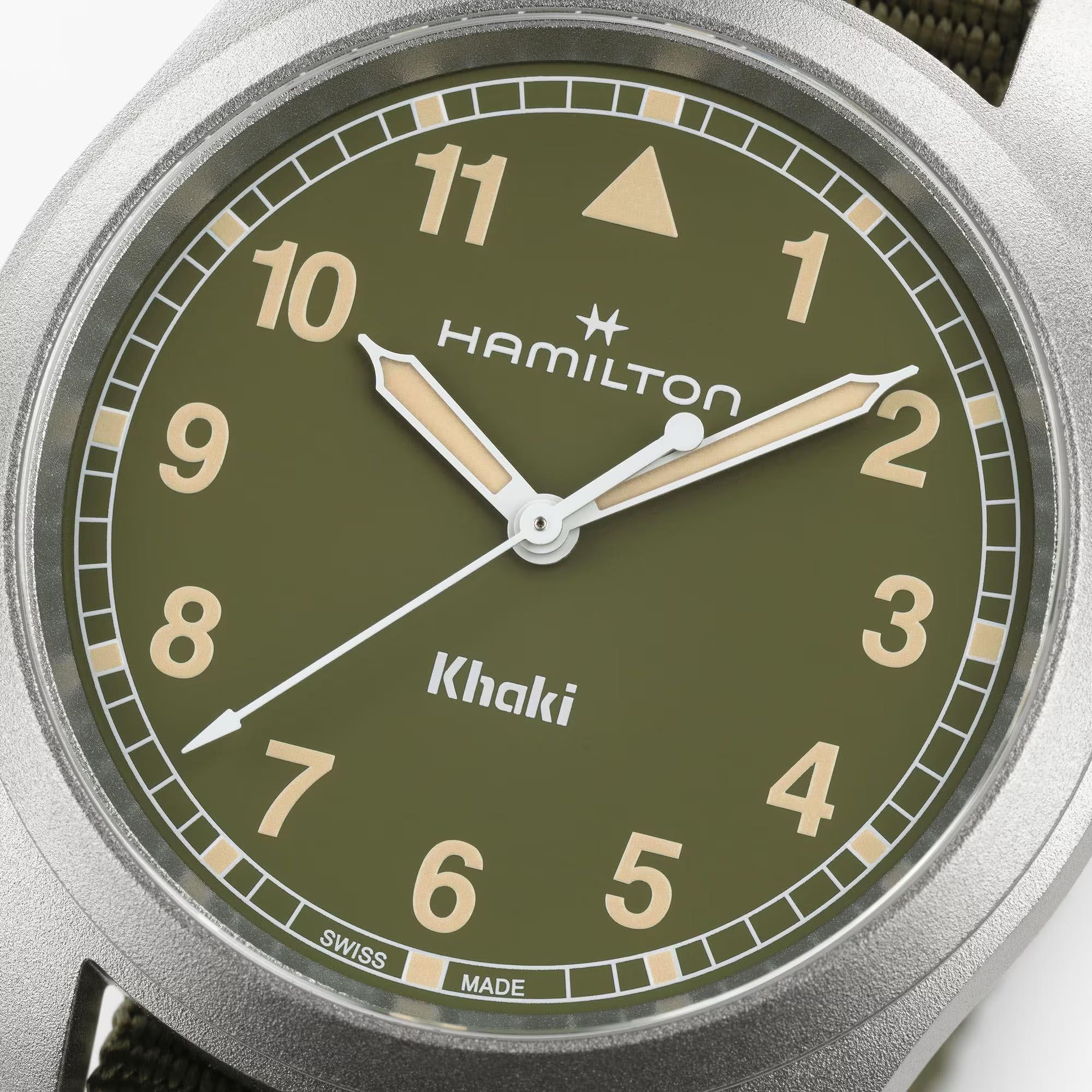 Hamilton Khaki Field Quartz Green Dial Textile Strap Men's Watch H69401960