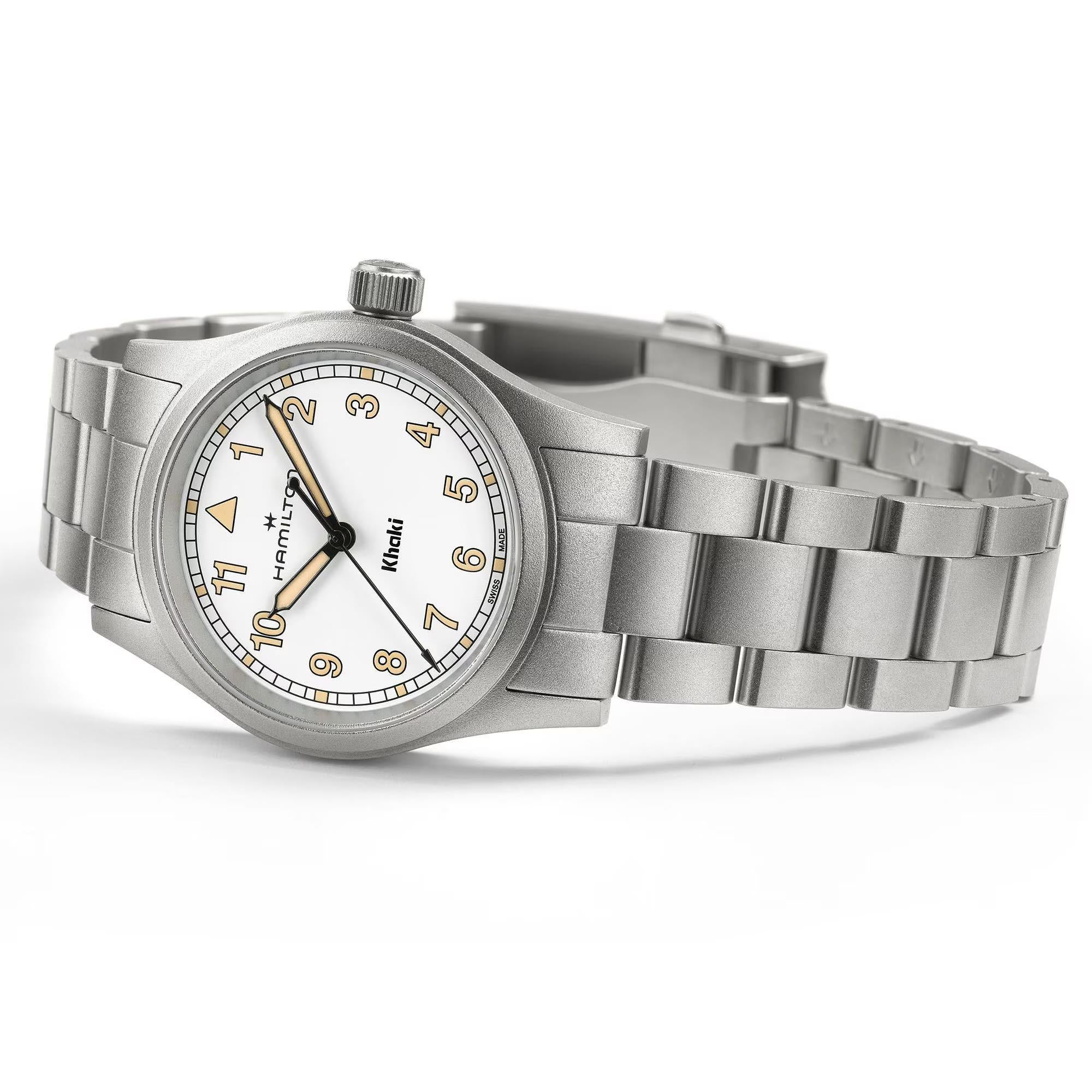 Hamilton Khaki Field Quartz White Dial Stainless Steel Strap Men's Watch H69301110