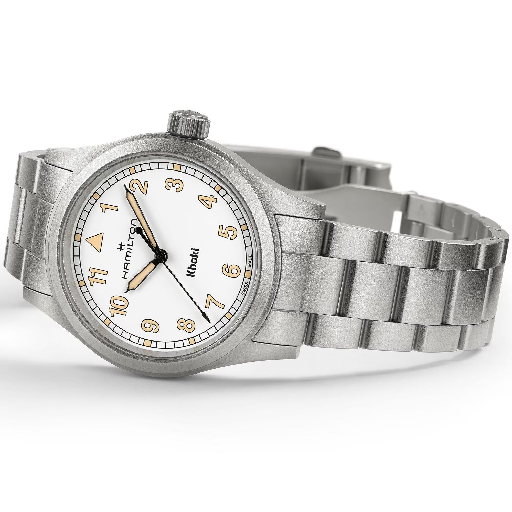 Hamilton Khaki Field Quartz White Dial Stainless Steel Strap Men's Watch H69401110