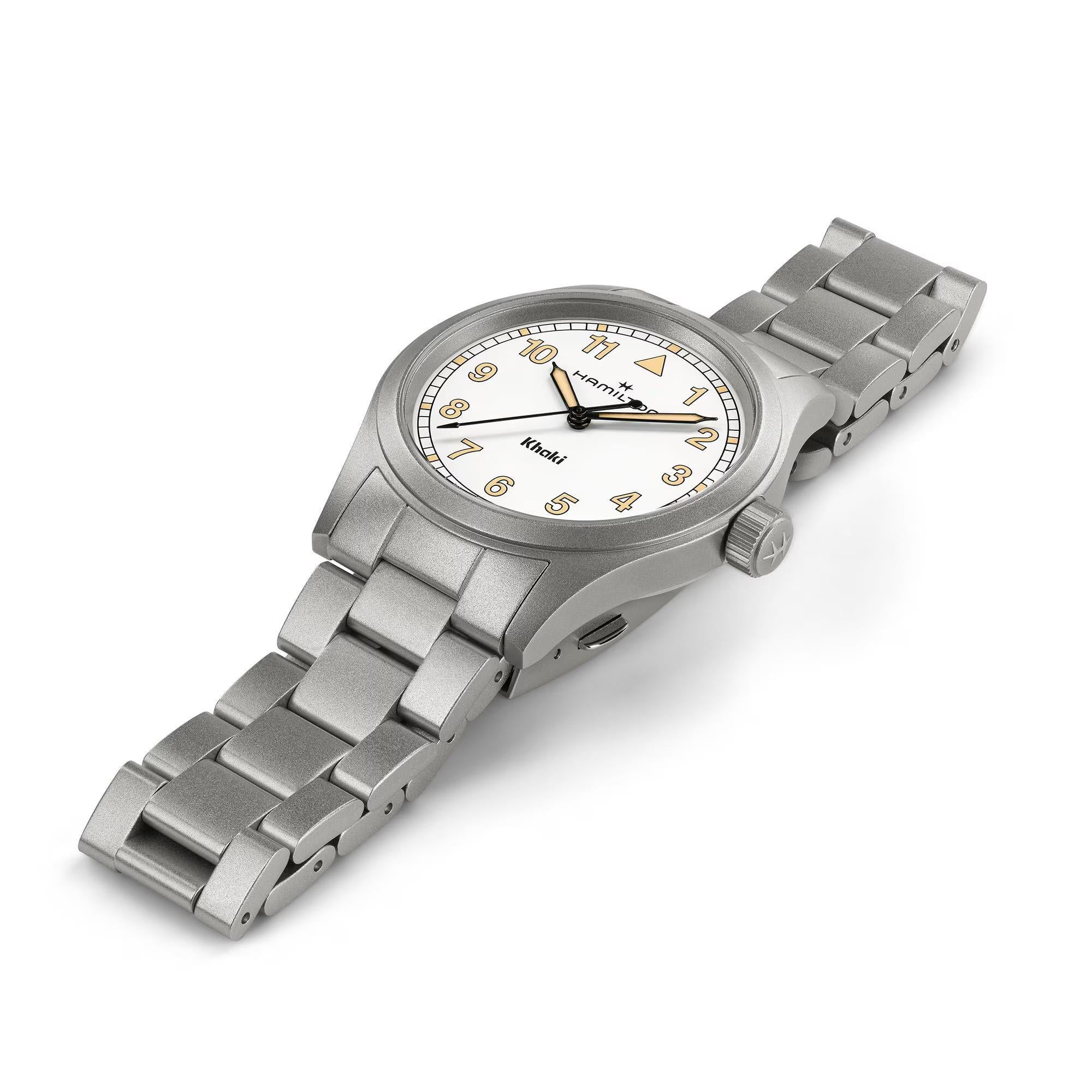 Hamilton Khaki Field Quartz White Dial Steel Strap Unisex Watch H69401110