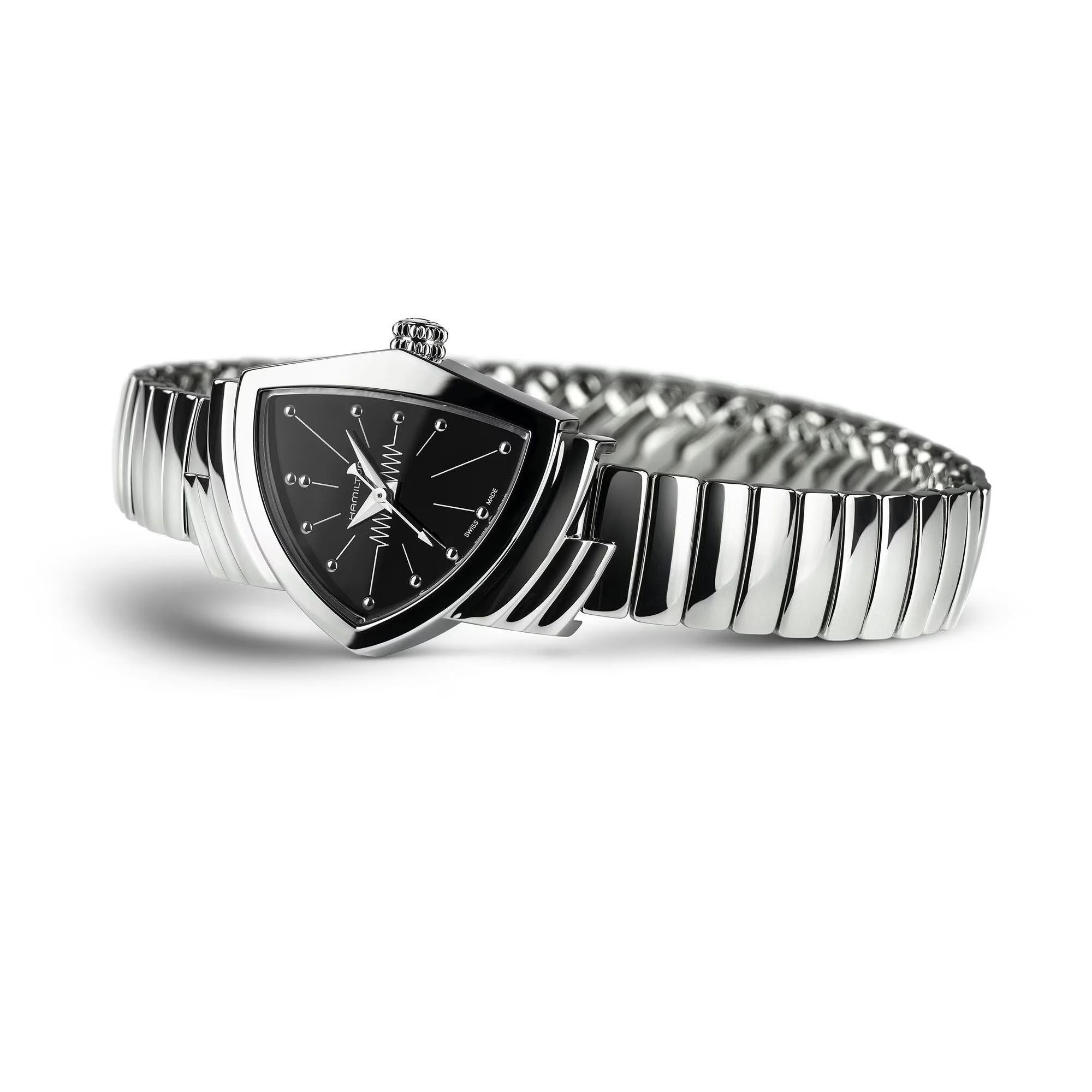 Hamilton Ventura S Quartz Black Dial Stainless Steel Strap Ladies Watch H24211130