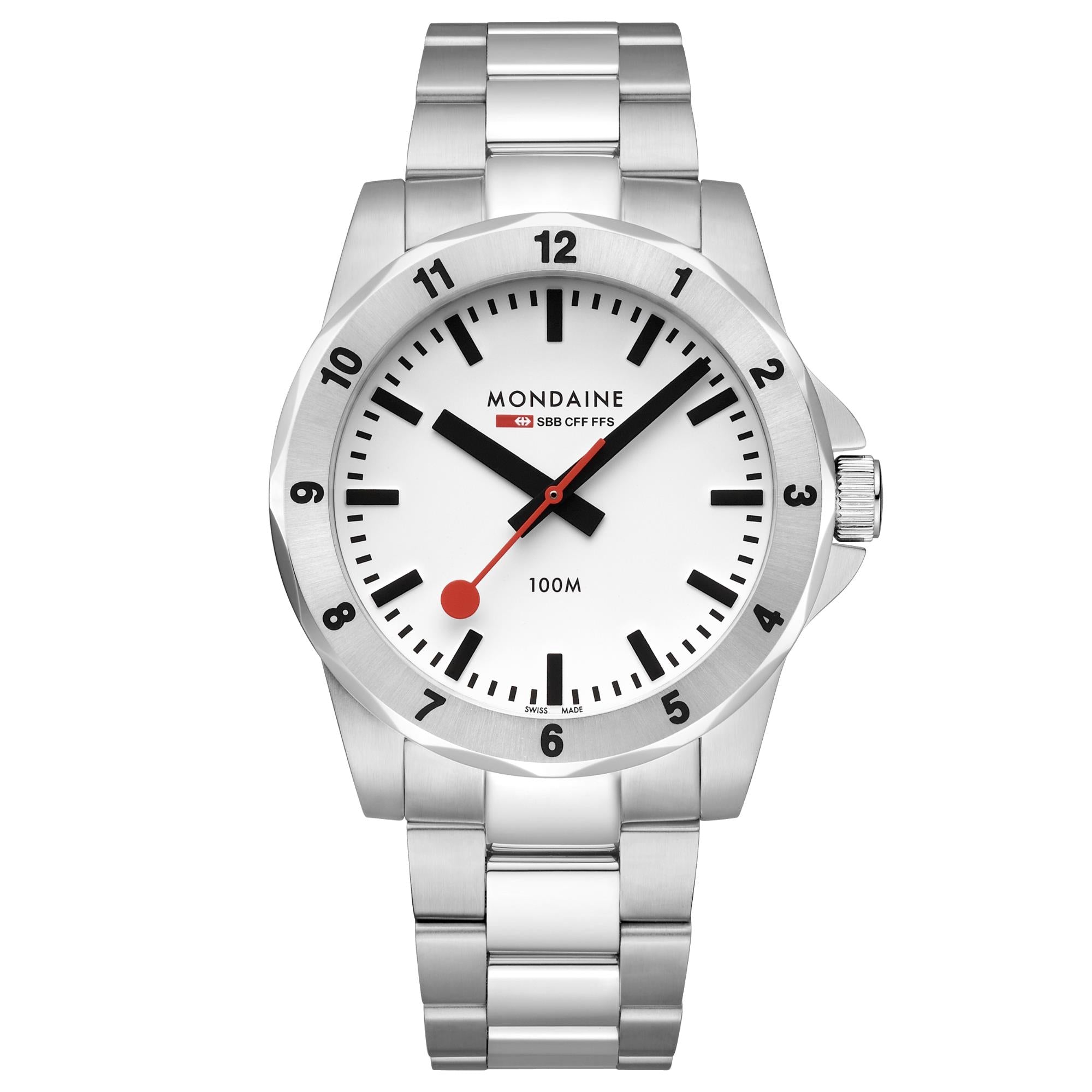 Mondaine Numeri Quartz White Dial Stainless Steel Strap Men's Watch MSN.4211B.SK