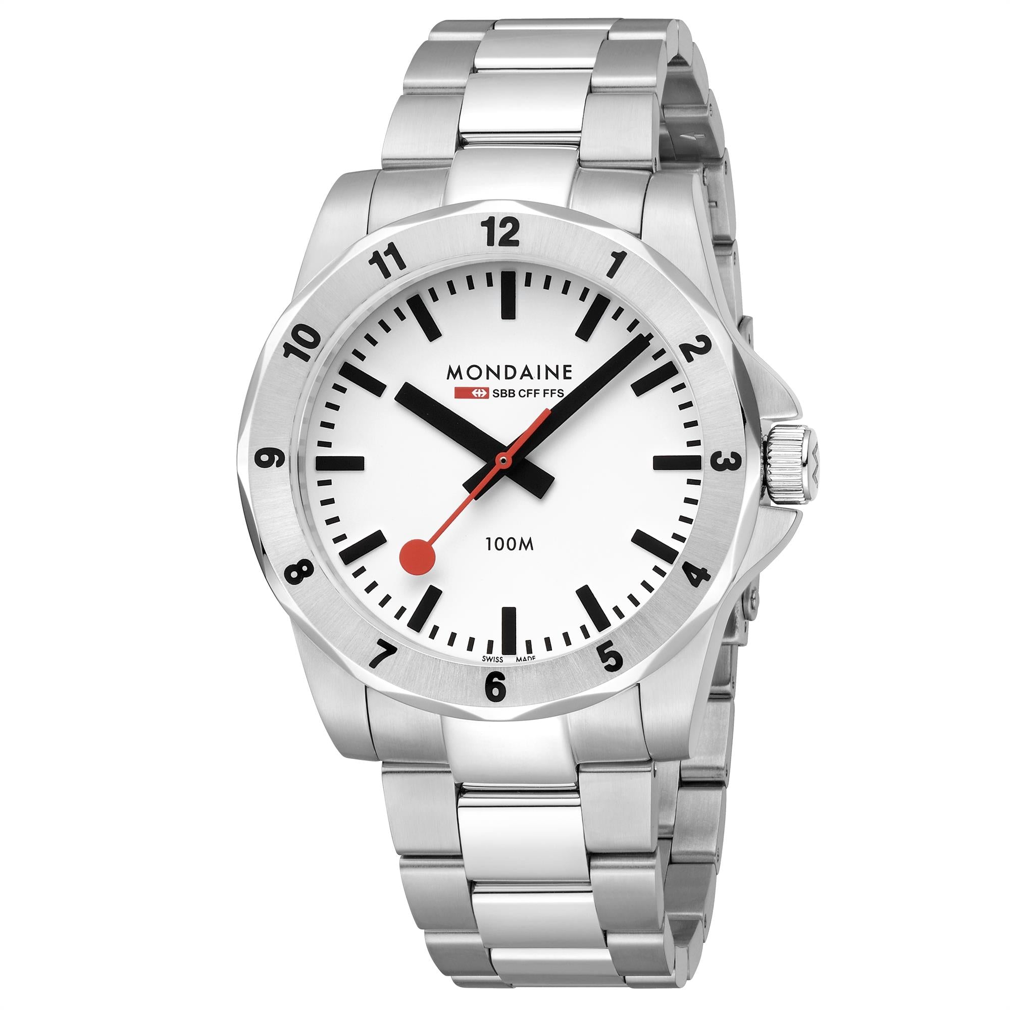 Mondaine Numeri Quartz White Dial Stainless Steel Strap Men's Watch MSN.4211B.SK