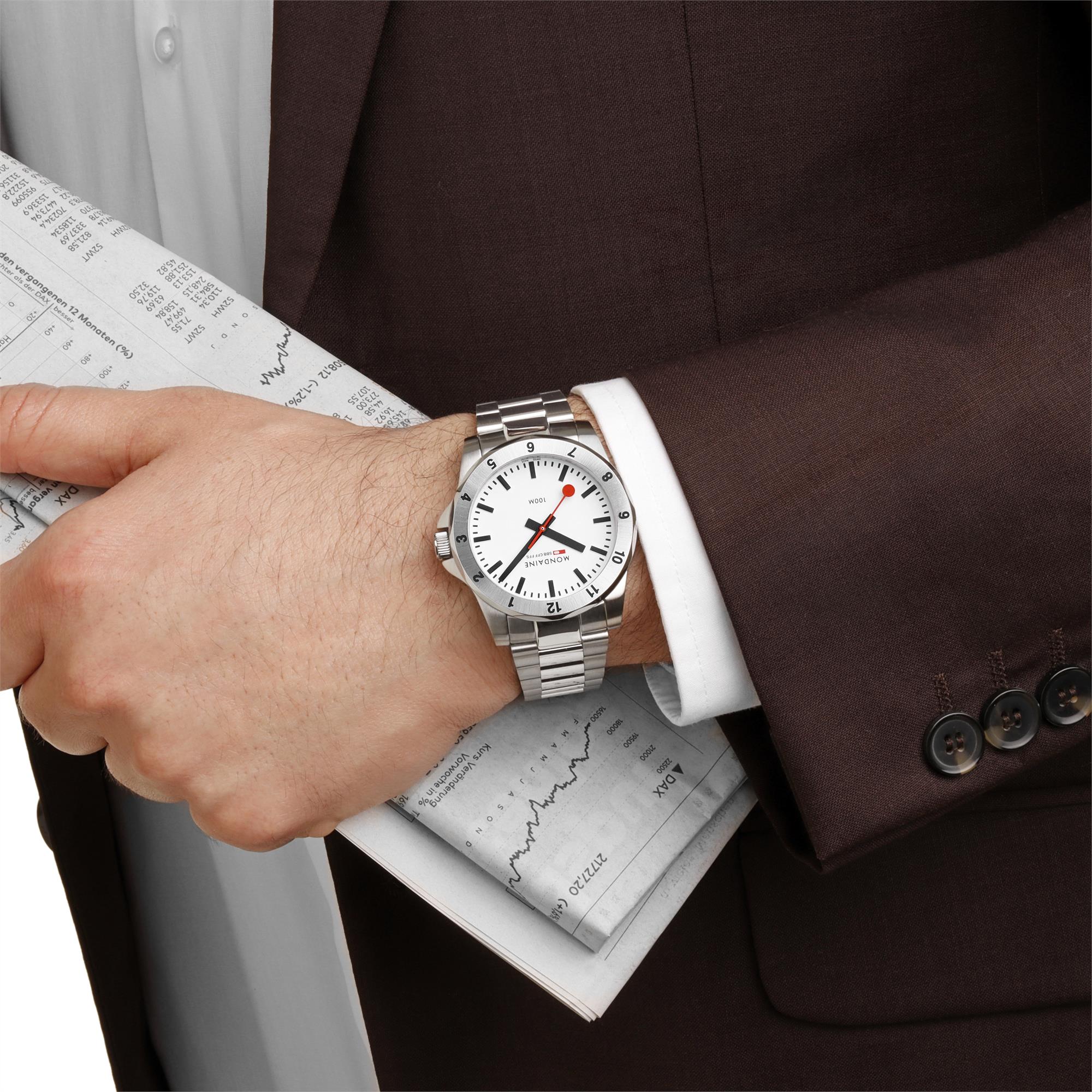 Mondaine Numeri Quartz White Dial Stainless Steel Strap Men's Watch MSN.4211B.SK