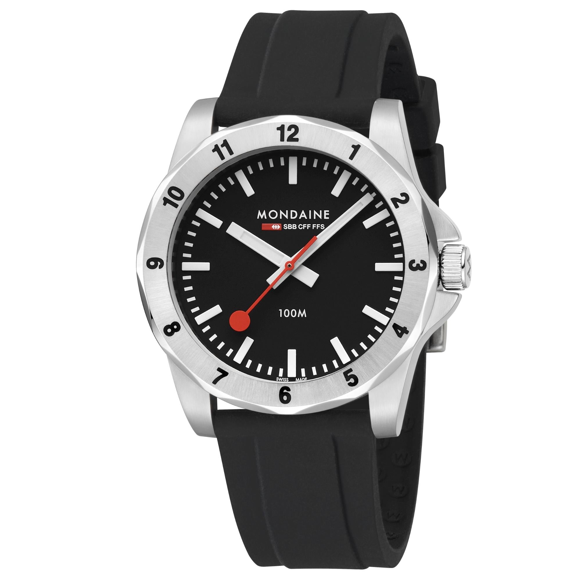 Mondaine Numeri Quartz Black Dial Silicone Strap Men's Watch MSN.42120.RB