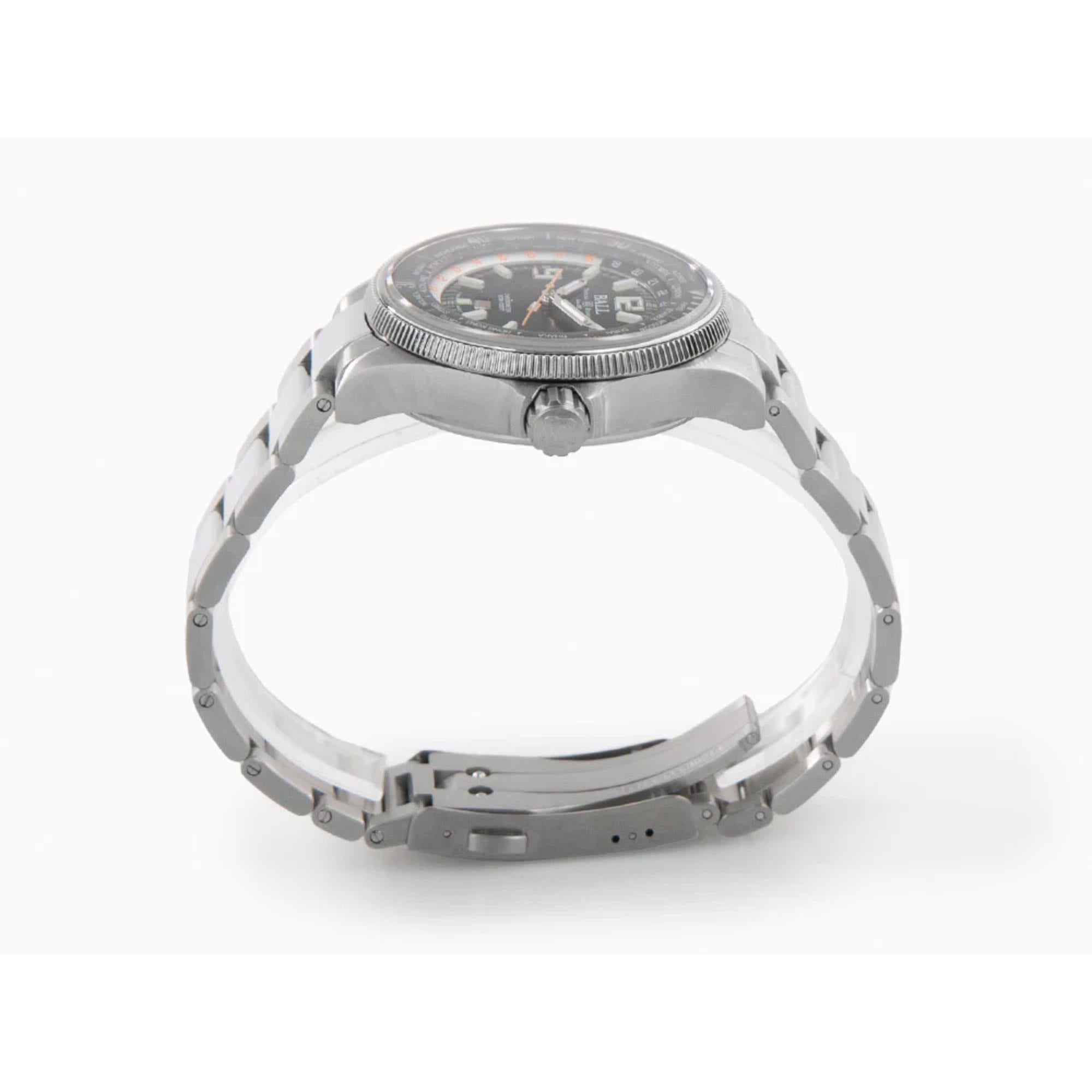 BALL Diver Worldtime Automatic Black Dial Silver Stainless Steel Bracelet Men's Watch DG2232A-SC-BK