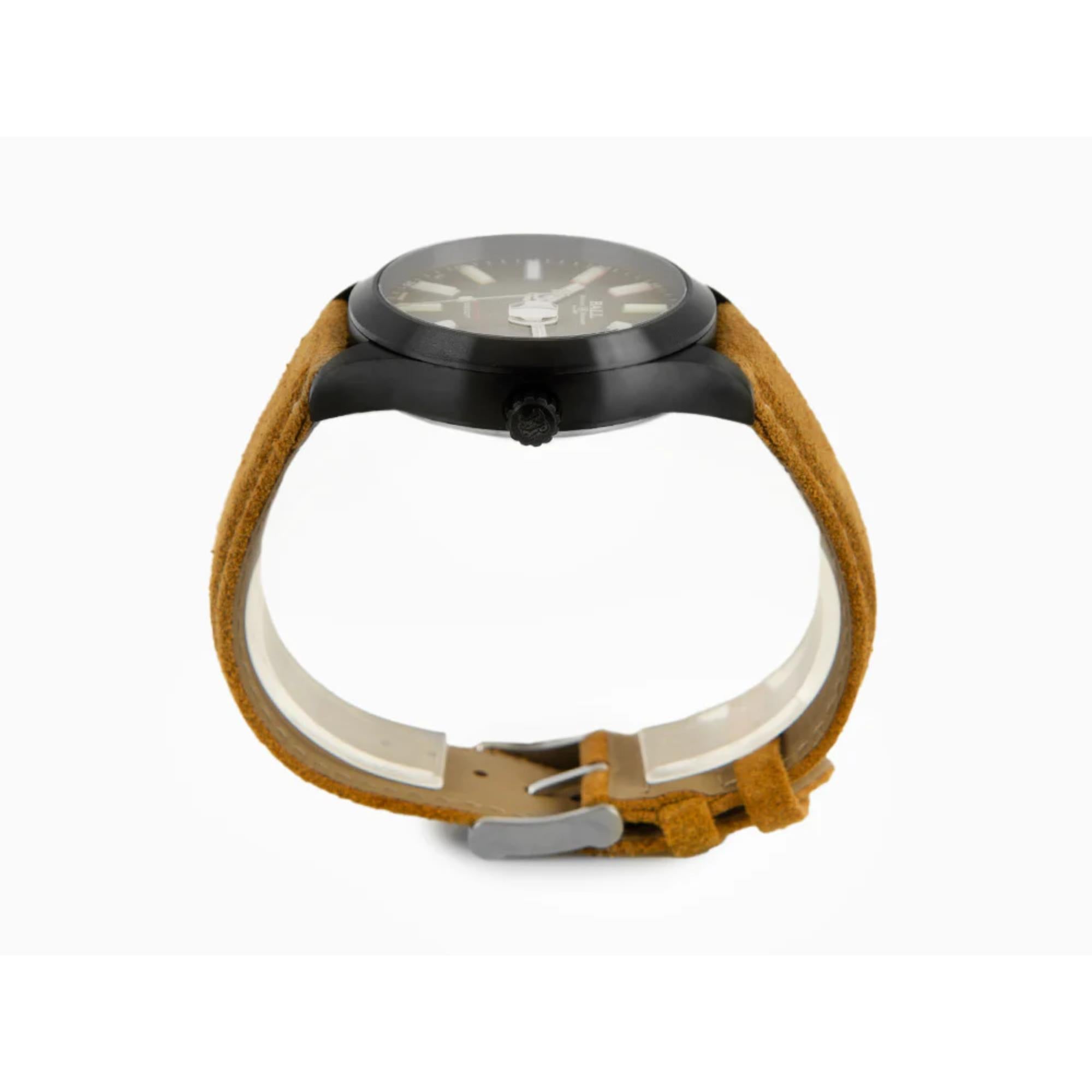 BALL Rainbow Automatic Black Dial Brown Leather Strap Men's Watch NM2028C-L28CJ-BK