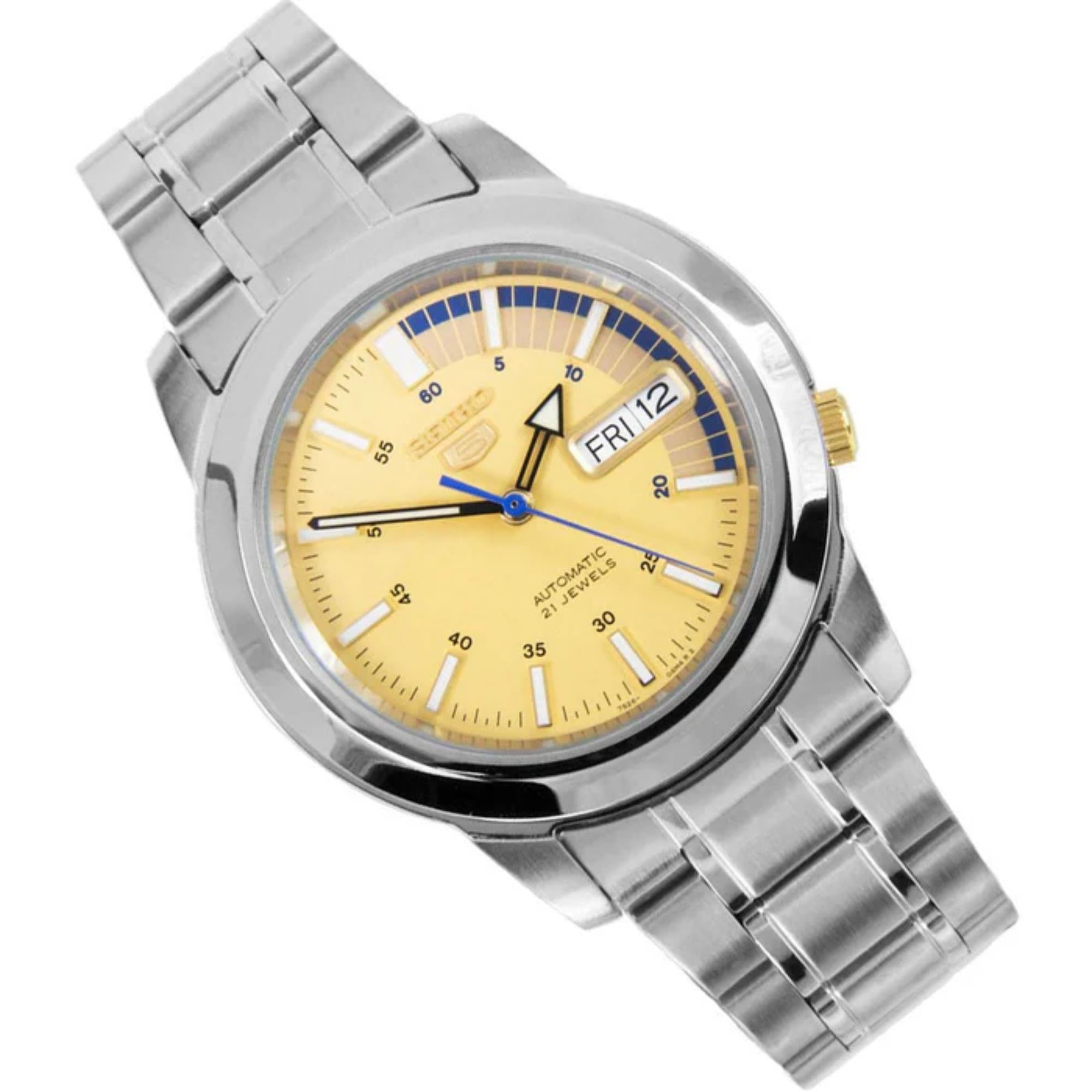Seiko 5 Automatic Gold Dial Stainless Steel Strap Men's Watch SNKK29K1