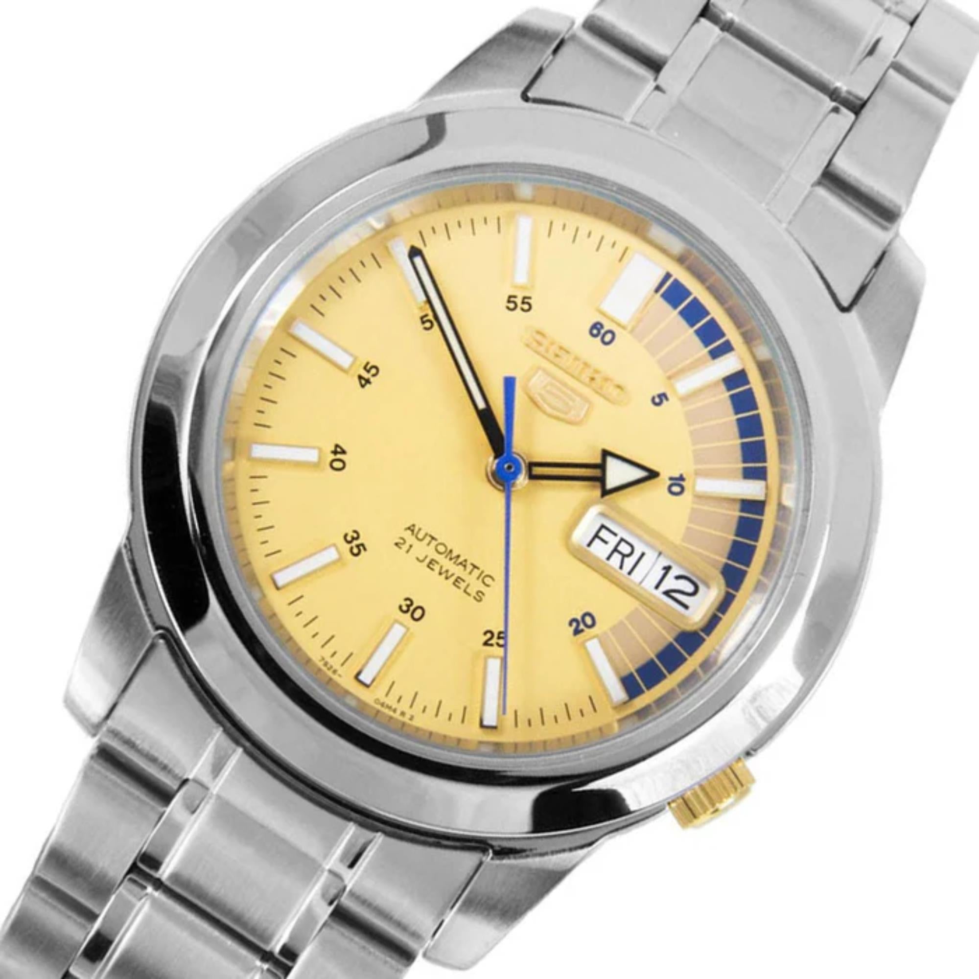Seiko 5 Automatic Gold Dial Stainless Steel Strap Men's Watch SNKK29K1