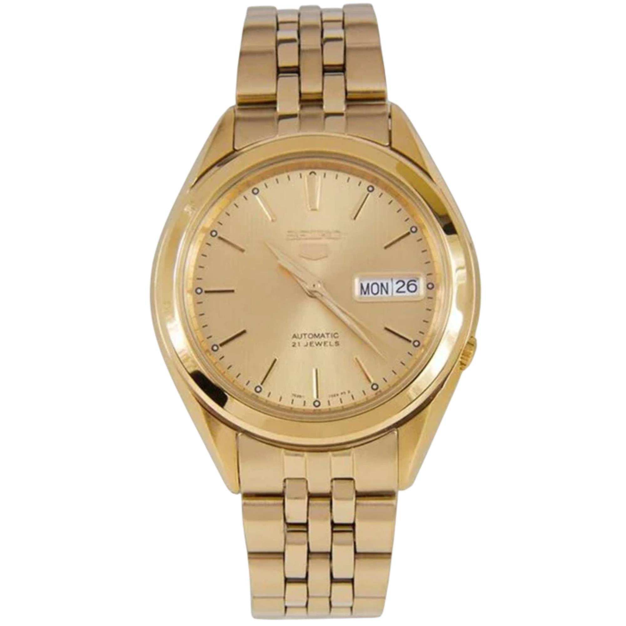 Seiko 5 Automatic Gold Dial Stainless Steel Strap Men's Watch SNKL28K1