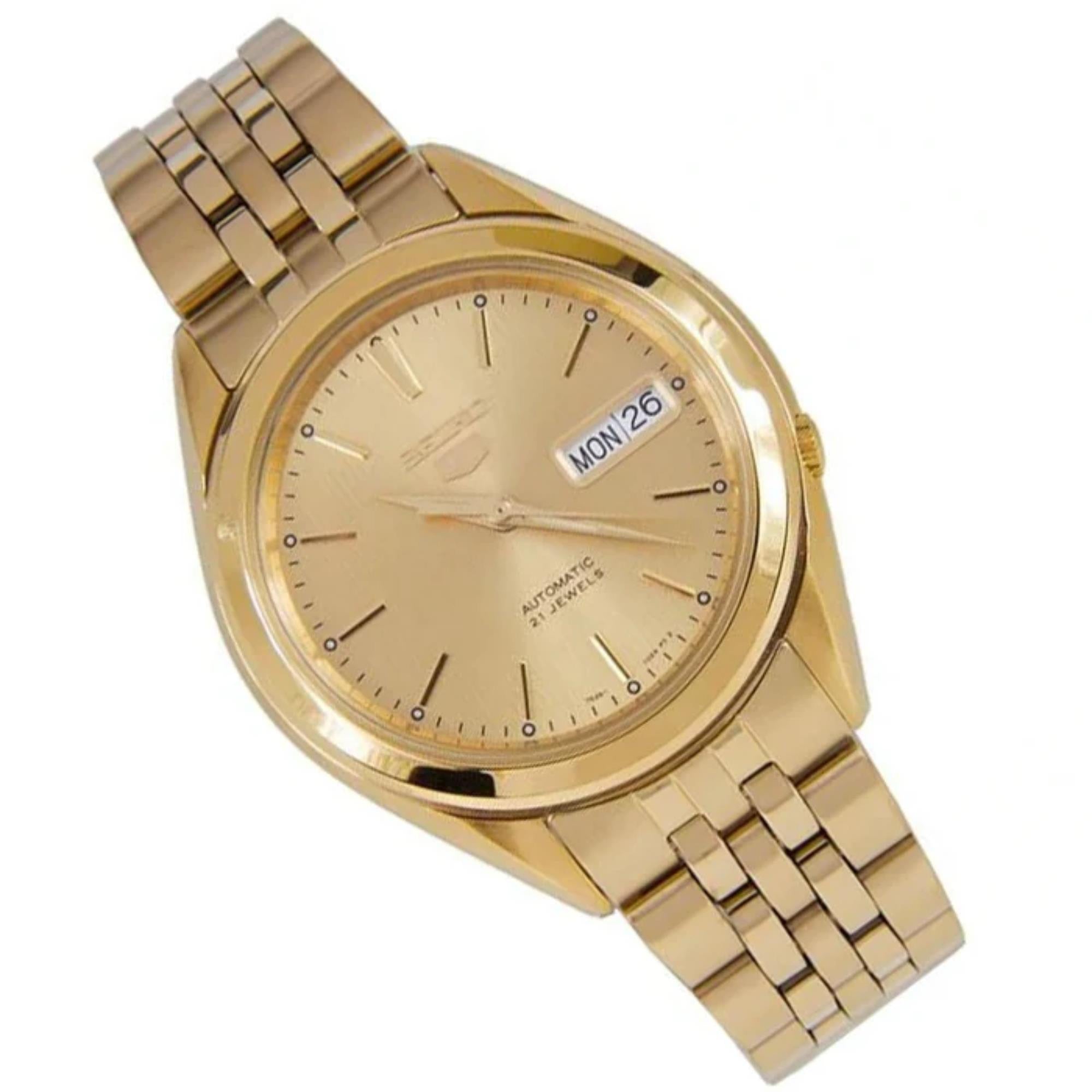 Seiko 5 Automatic Gold Dial Stainless Steel Strap Men's Watch SNKL28K1