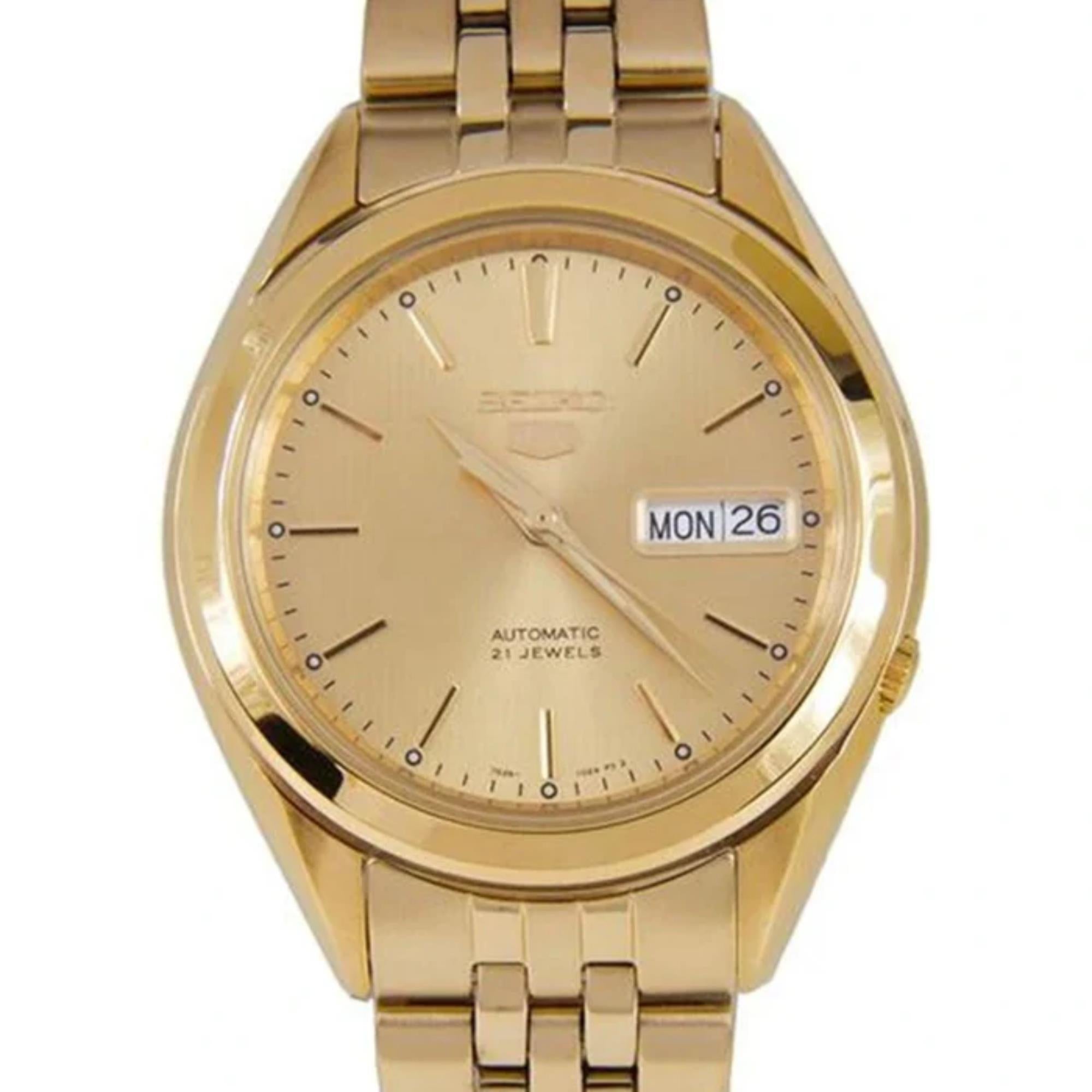 Seiko 5 Automatic Gold Dial Stainless Steel Strap Men's Watch SNKL28K1