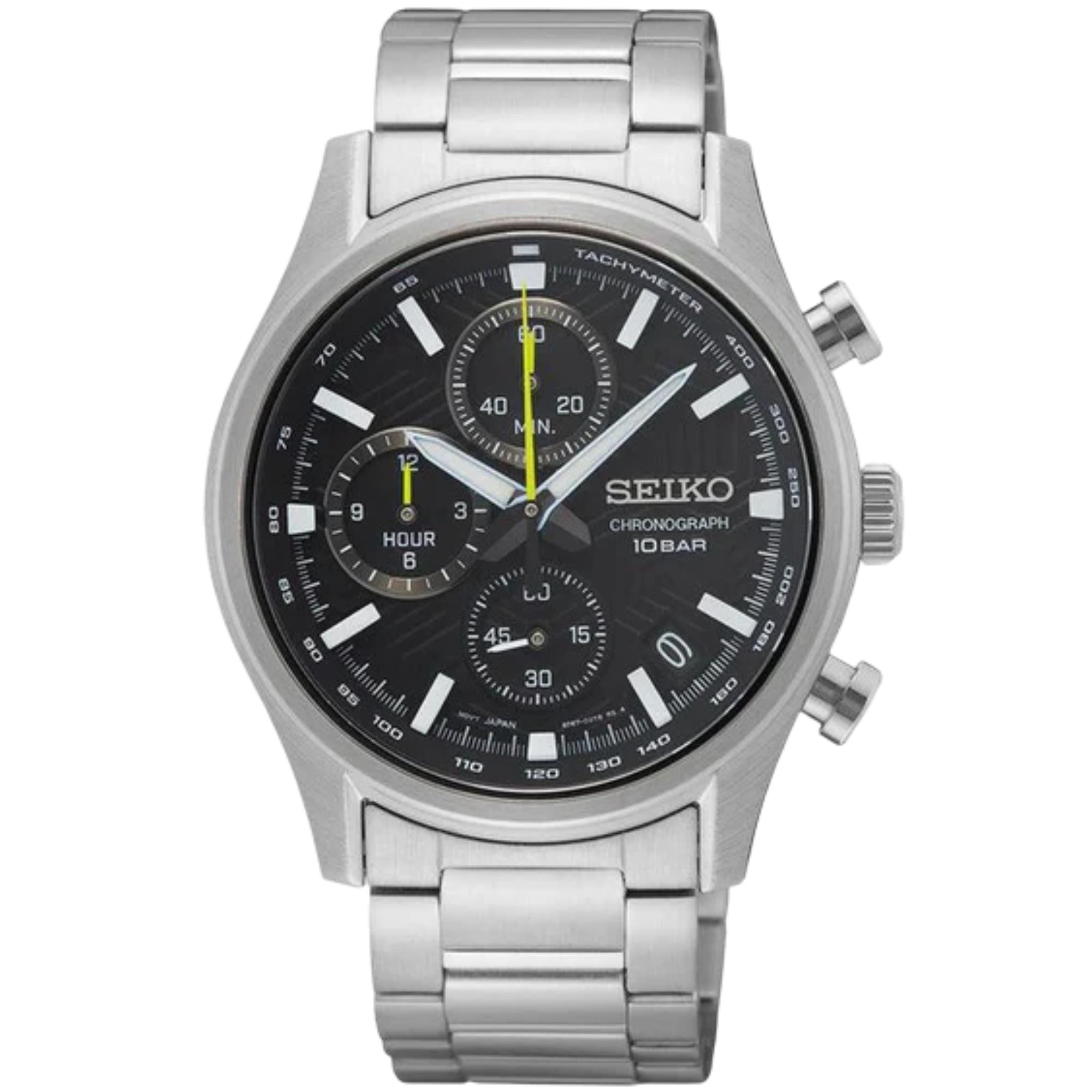 Seiko Conceptual Dress Chronograph Black Dial Stainless Steel Strap Men's Watch SSB419P1