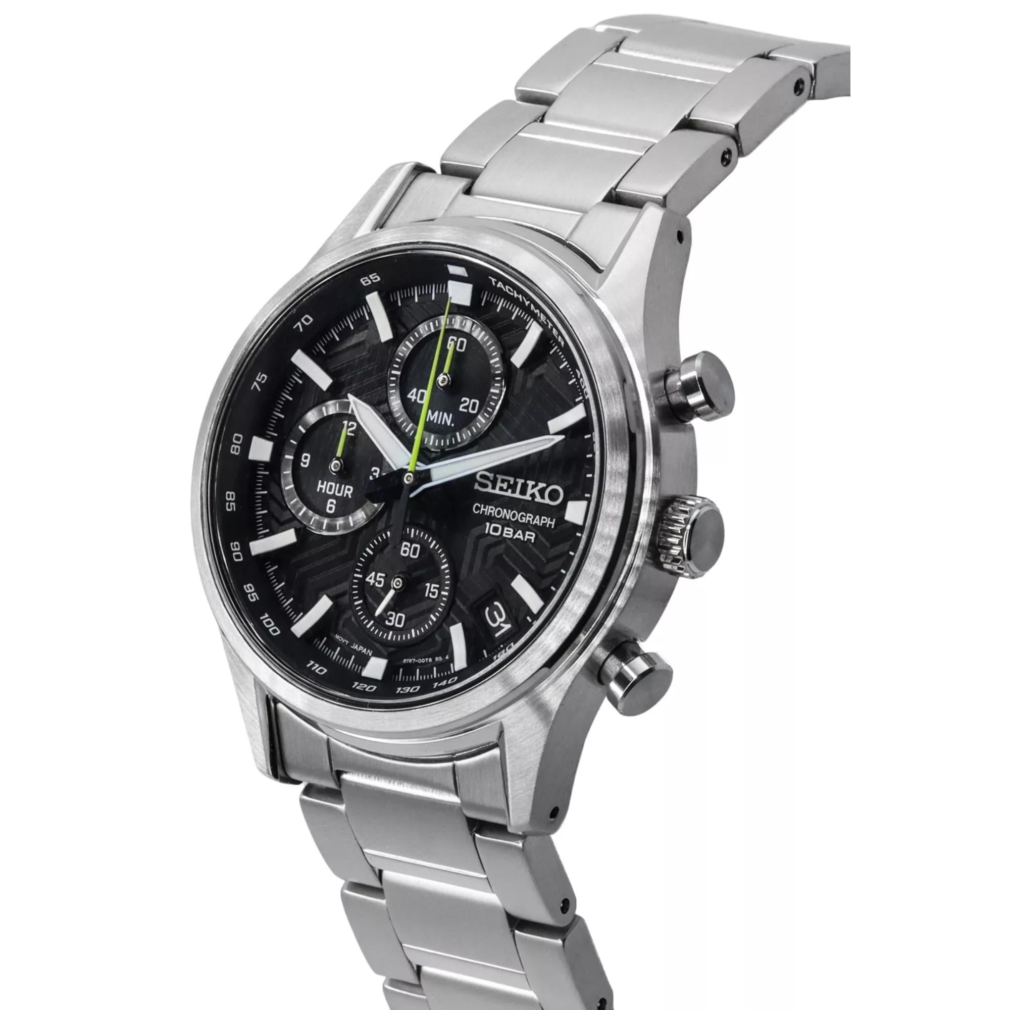 Seiko Conceptual 39.5mm Chronograph Black Dial Steel Mens Quartz Watch SSB419P1