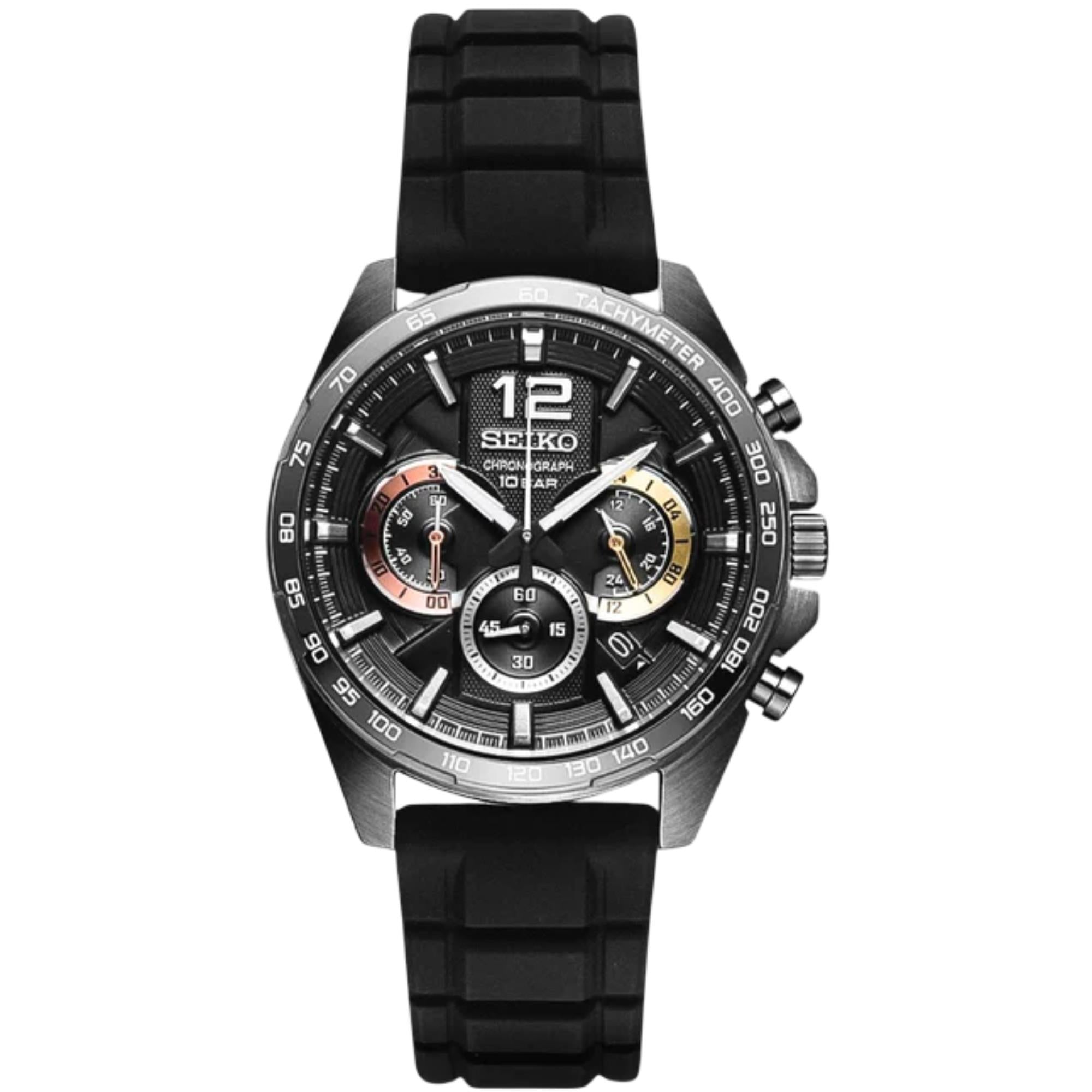 Seiko Conceptual Chronograph Black Dial Silicone Strap Men's Watch SSB349P1