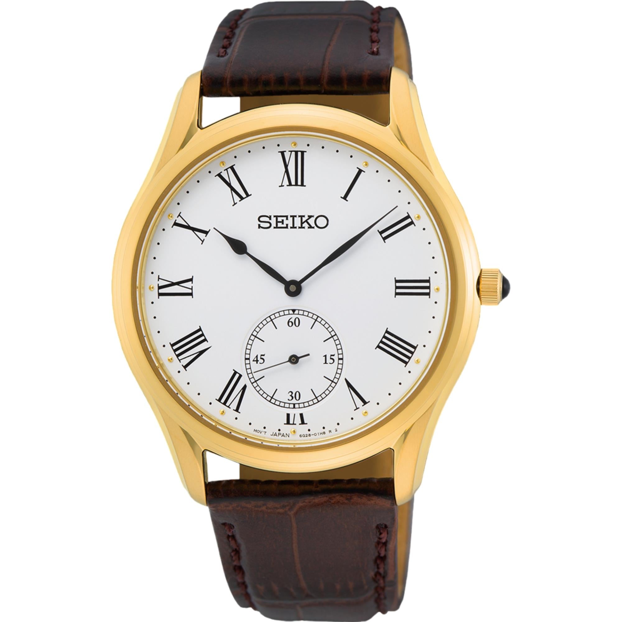 Seiko Conceptual Quartz White Dial Brown Leather Strap Men's Watch SRK050P1