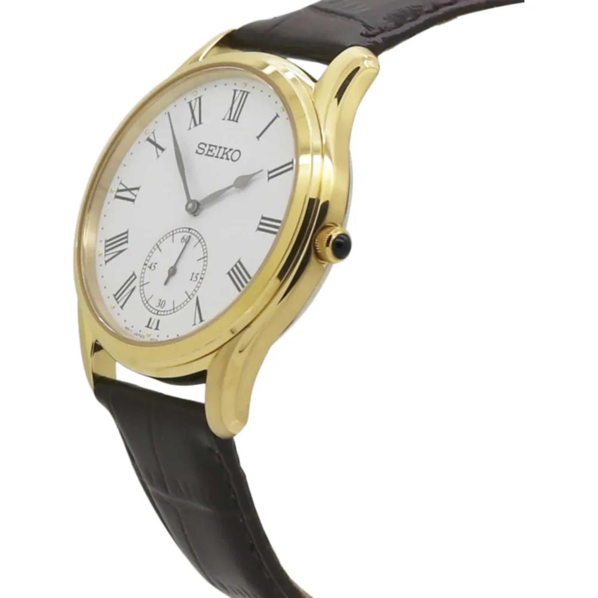 Seiko Conceptual Quartz White Dial Brown Leather Strap Men's Watch SRK050P1