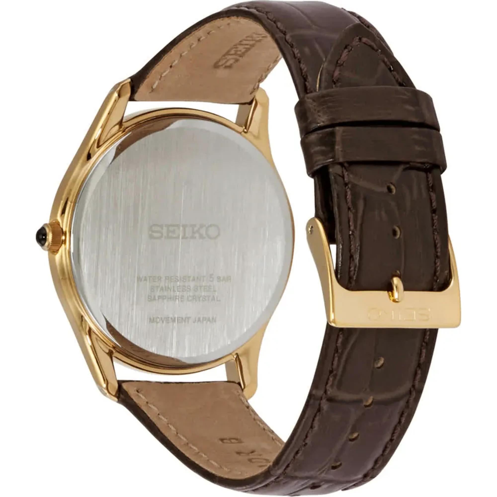 Seiko Conceptual Quartz White Dial Brown Leather Strap Men's Watch SRK050P1