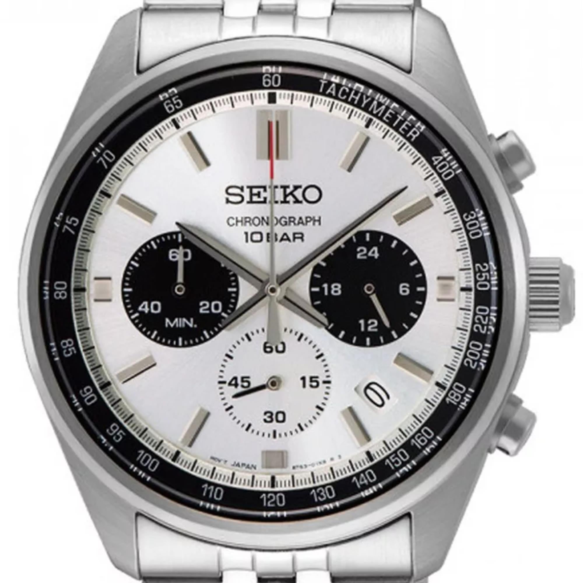 Seiko Conceptual Quartz Chronograph White Dial Steel Strap Men's Watch SSB425P1