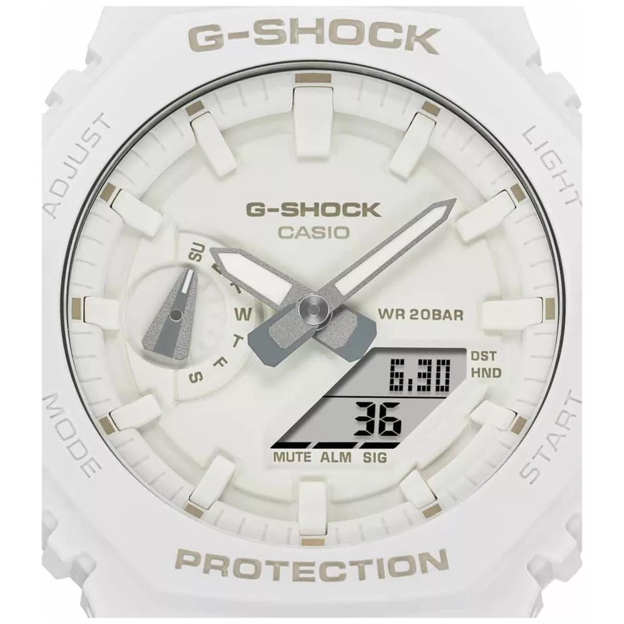 Casio G-Shock 2100 Series Analog-Digital White Dial Resin Strap Unisex Watch GA-2100-7A7ER