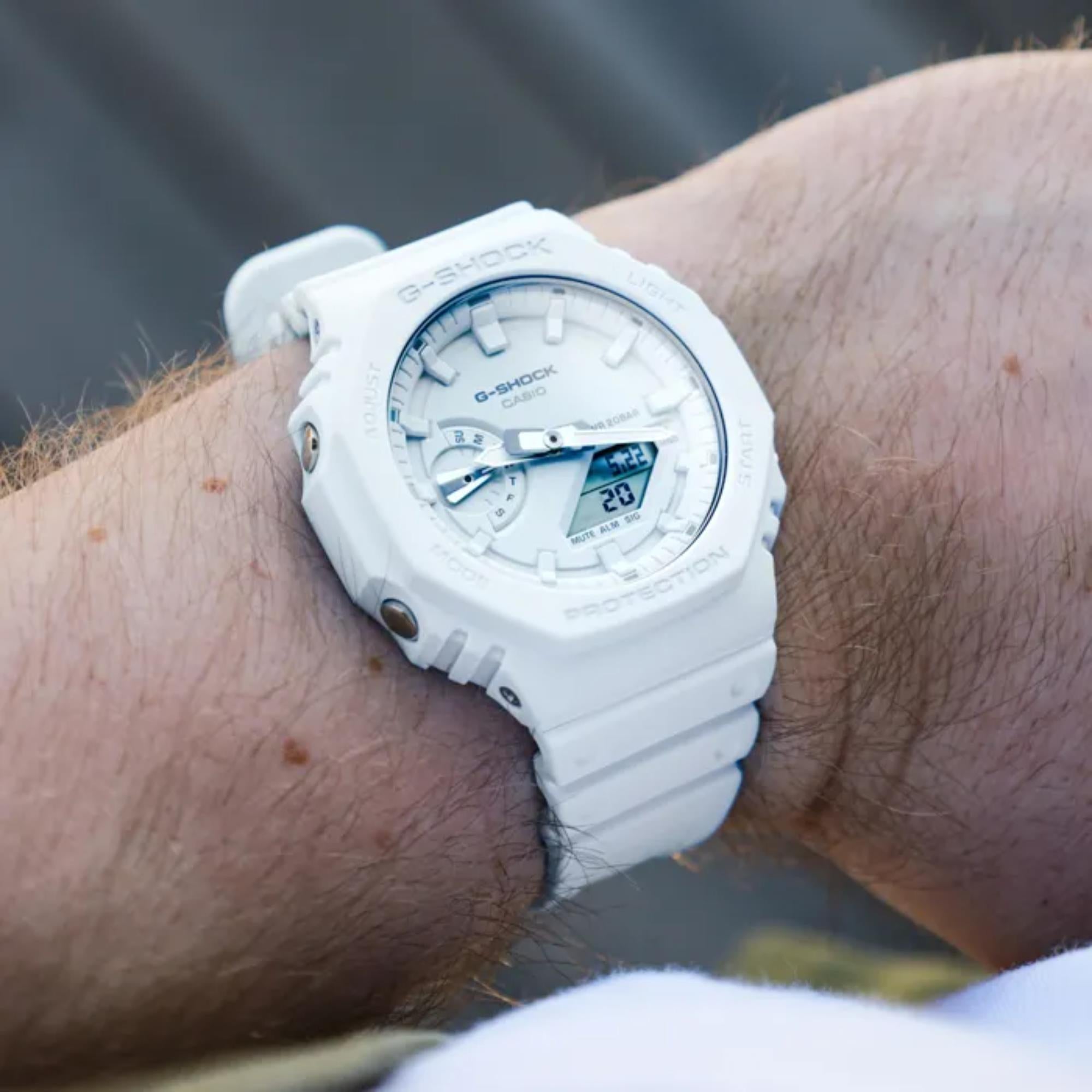 Casio G-Shock 2100 Series Analog-Digital White Dial Resin Strap Unisex Watch GA-2100-7A7ER
