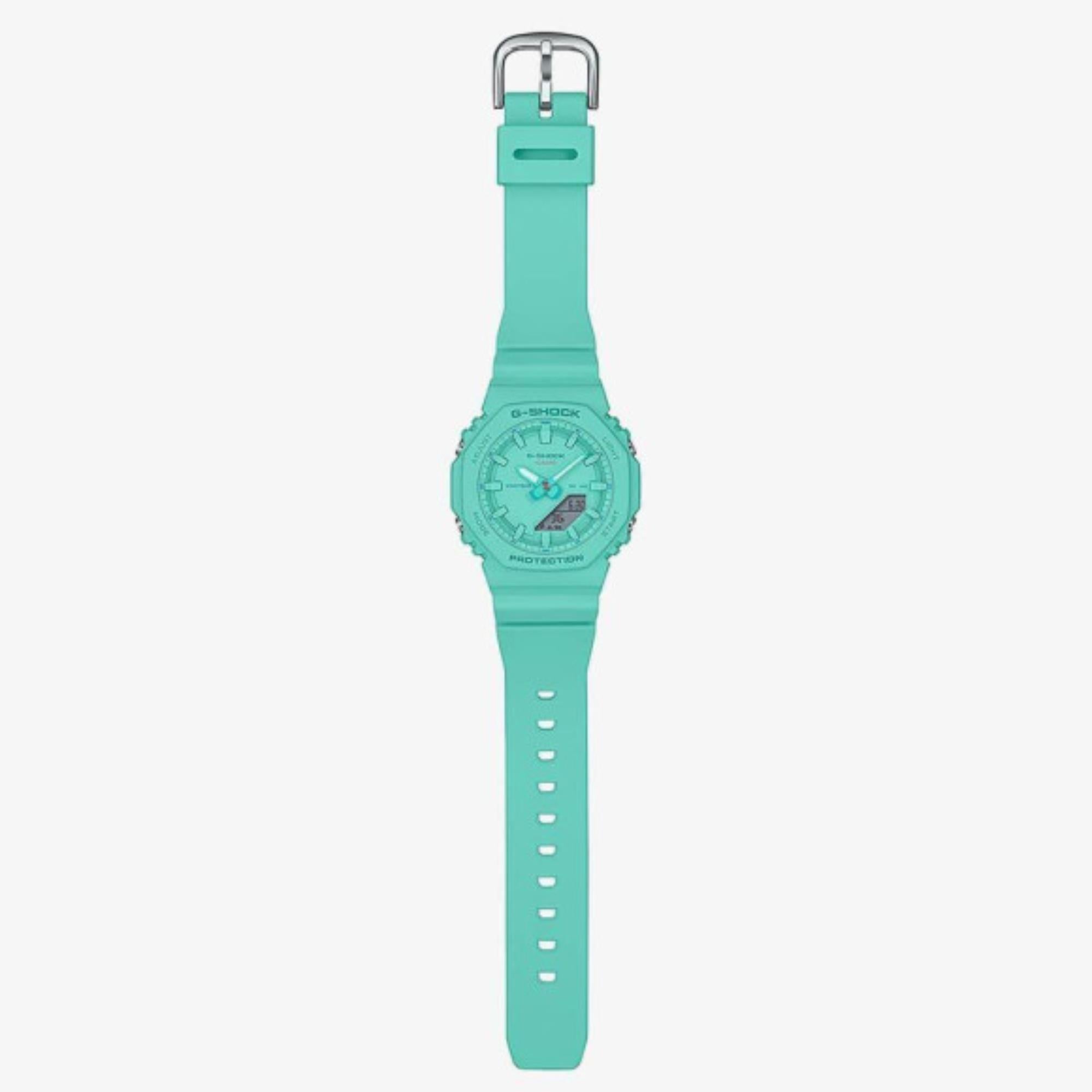 Casio G-Shock 2100 Series Analog-Digital Turquoise Resin Strap Women's Watch GMA-P2100-2AER