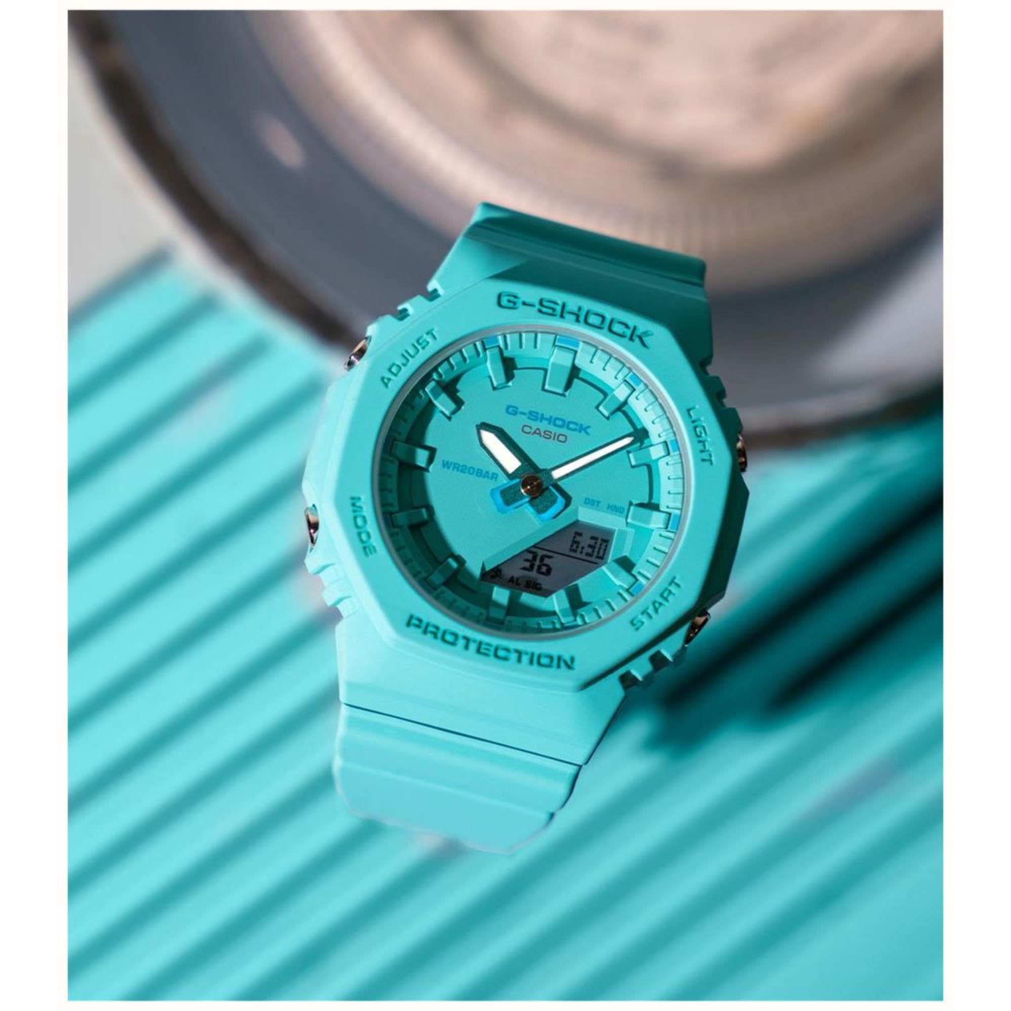 Casio G-Shock 2100 Series Analog-Digital Turquoise Resin Strap Women's Watch GMA-P2100-2AER