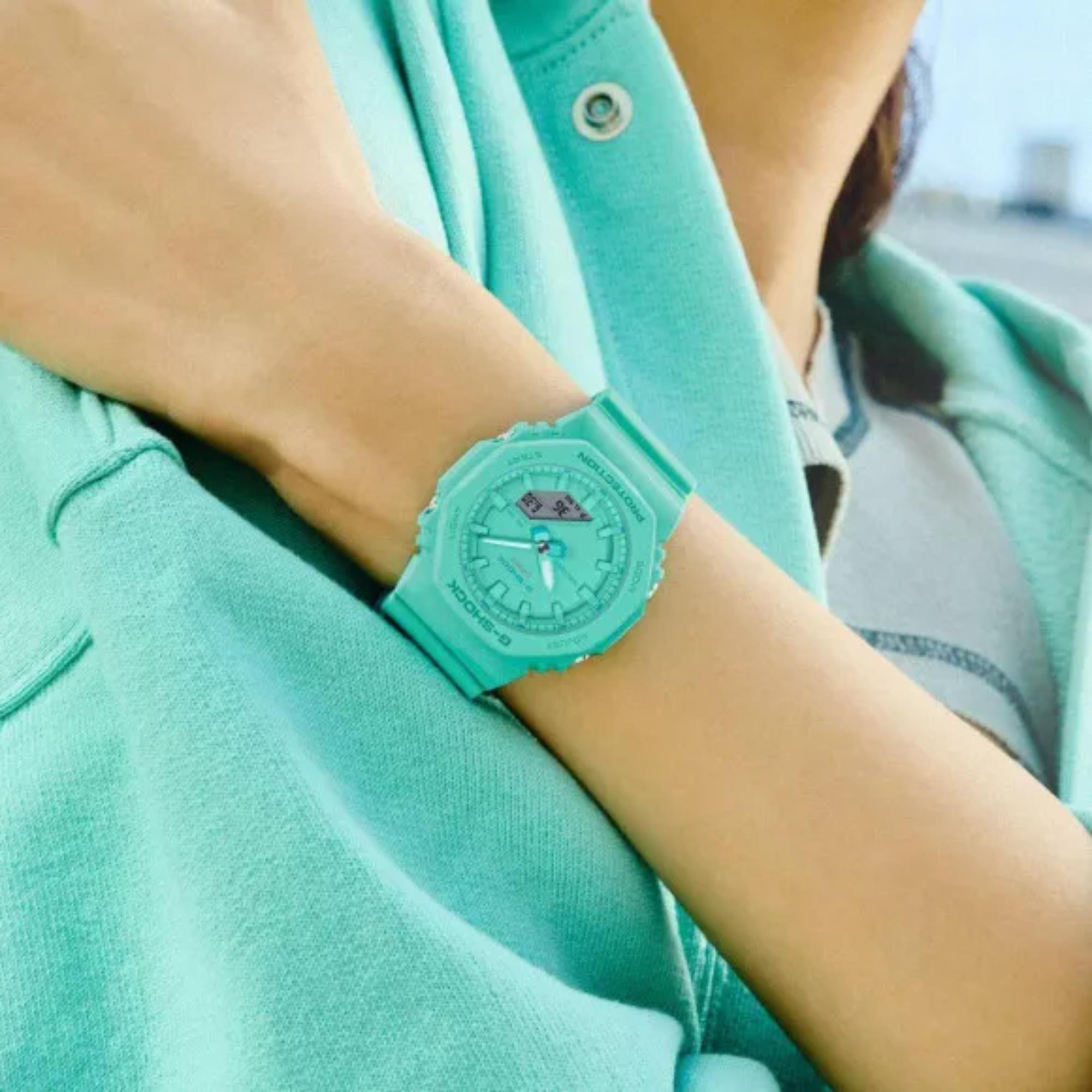 Casio G-Shock 2100 Series Analog-Digital Turquoise Resin Strap Women's Watch GMA-P2100-2AER
