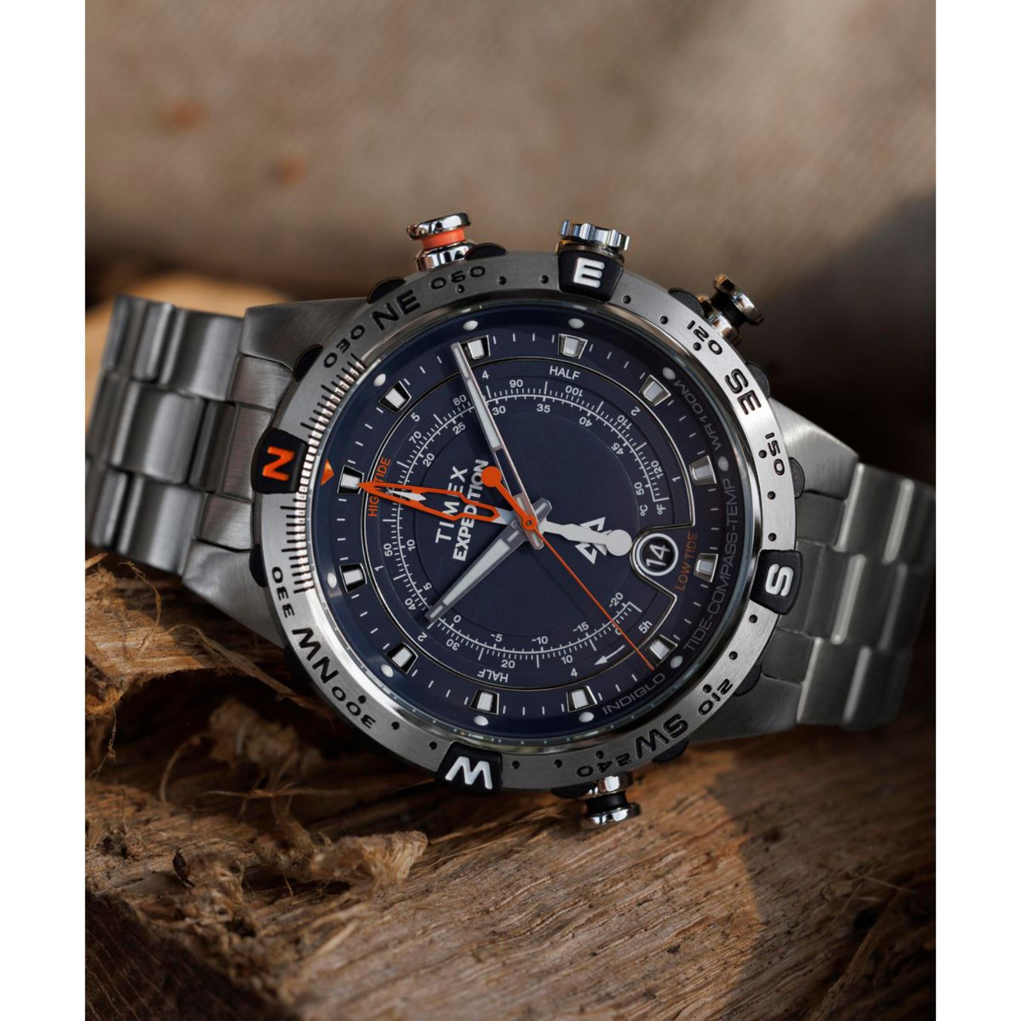 Timex Expedition Tide-Temp-Compass Grey Dial Stainless Steel Strap Men's Watch TW2Y12900