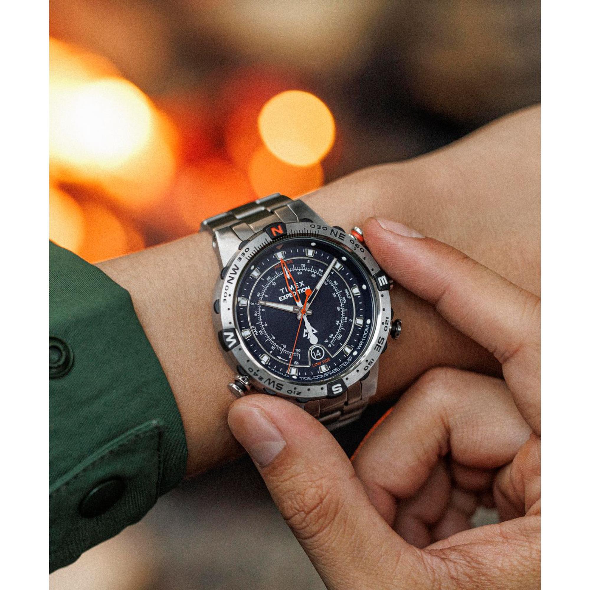 Timex Expedition Tide-Temp-Compass Grey Dial Stainless Steel Strap Men's Watch TW2Y12900